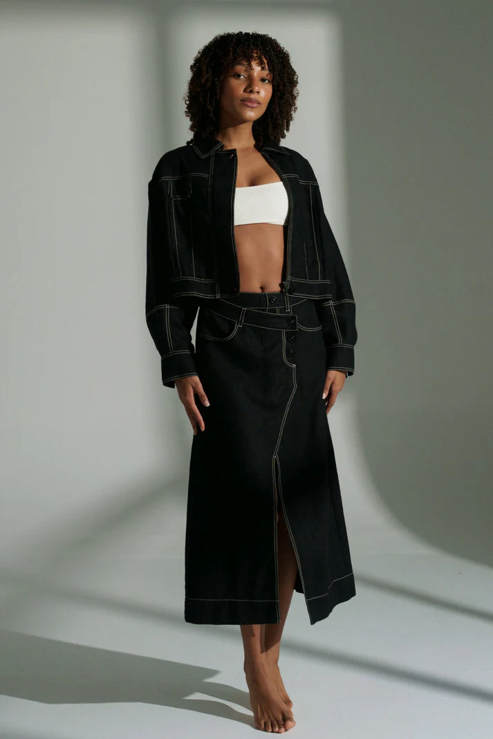 Lilly Pilly Jax Linen Skirt - Black