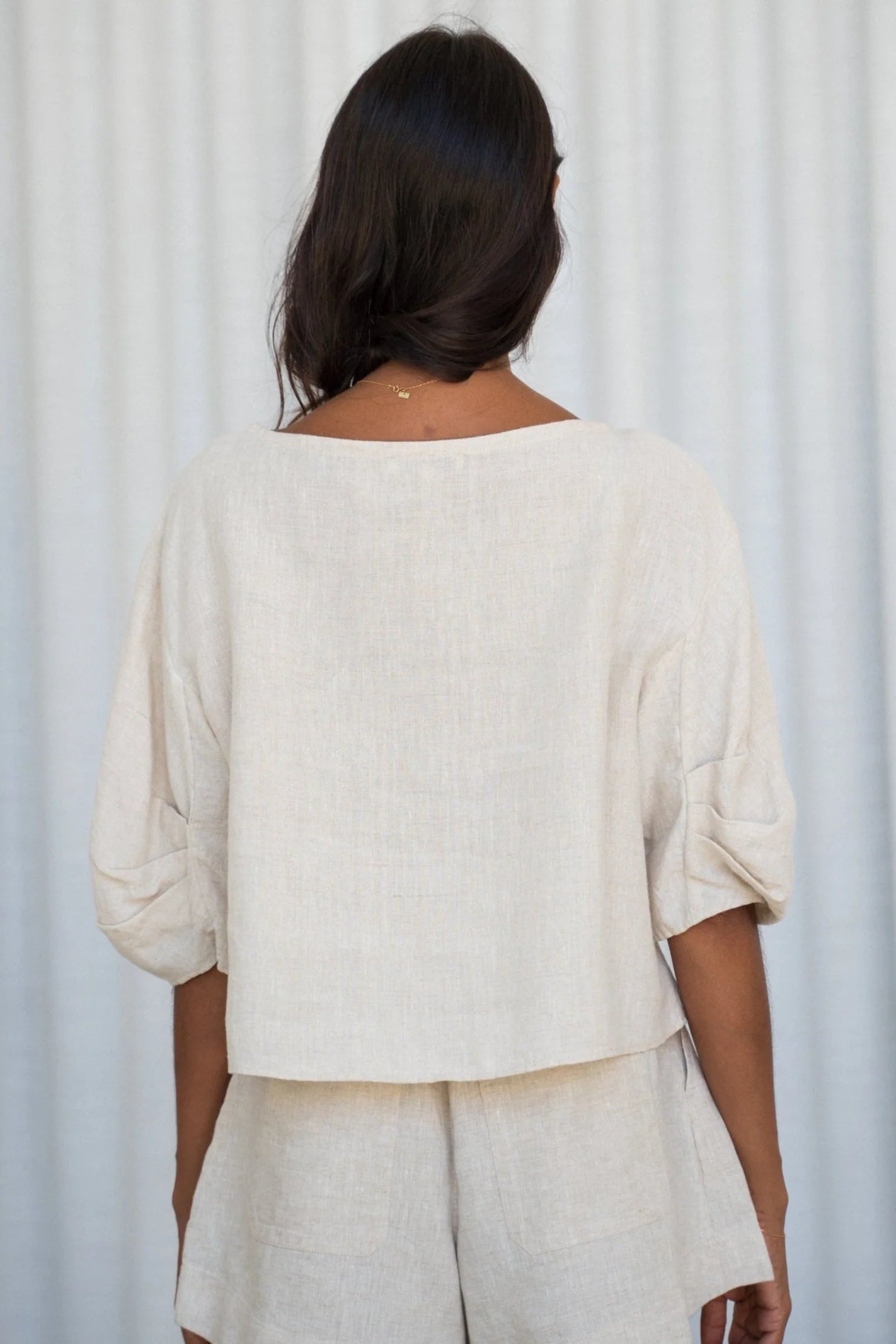 Lilly Pilly Leia Linen Top - Oatmeal