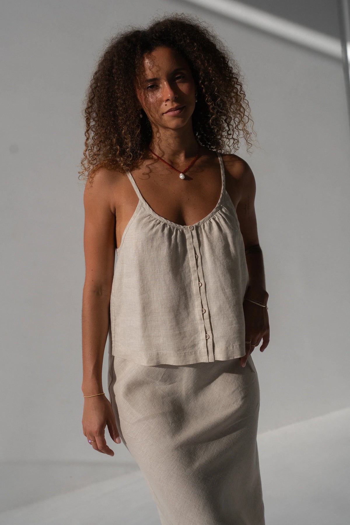 Lilly Pilly Lola Linen Cami - Ivory
