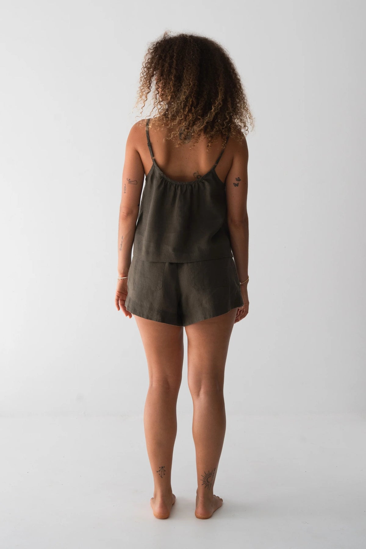 Lilly Pilly Lola Linen Cami - Khaki