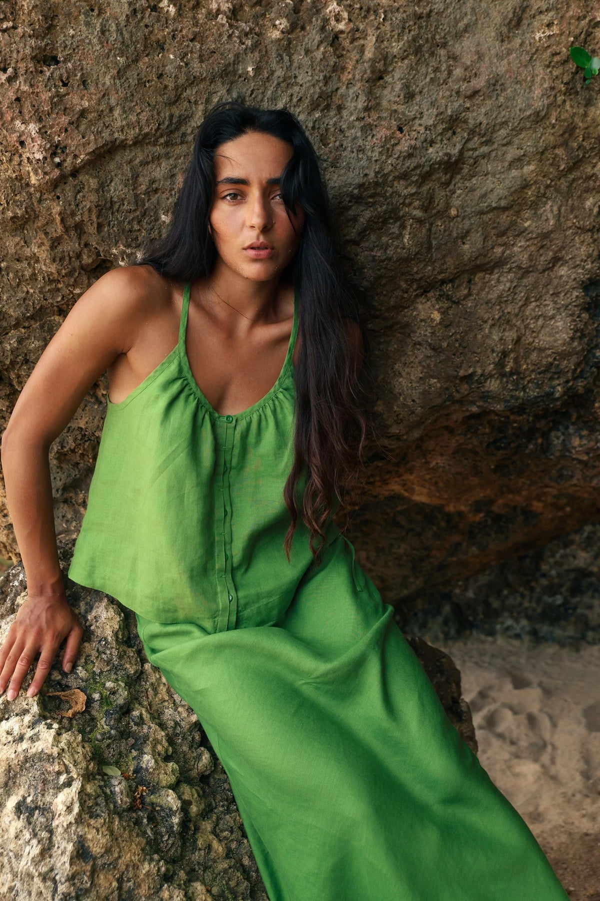 Lilly Pilly Lola Linen Cami - Lime