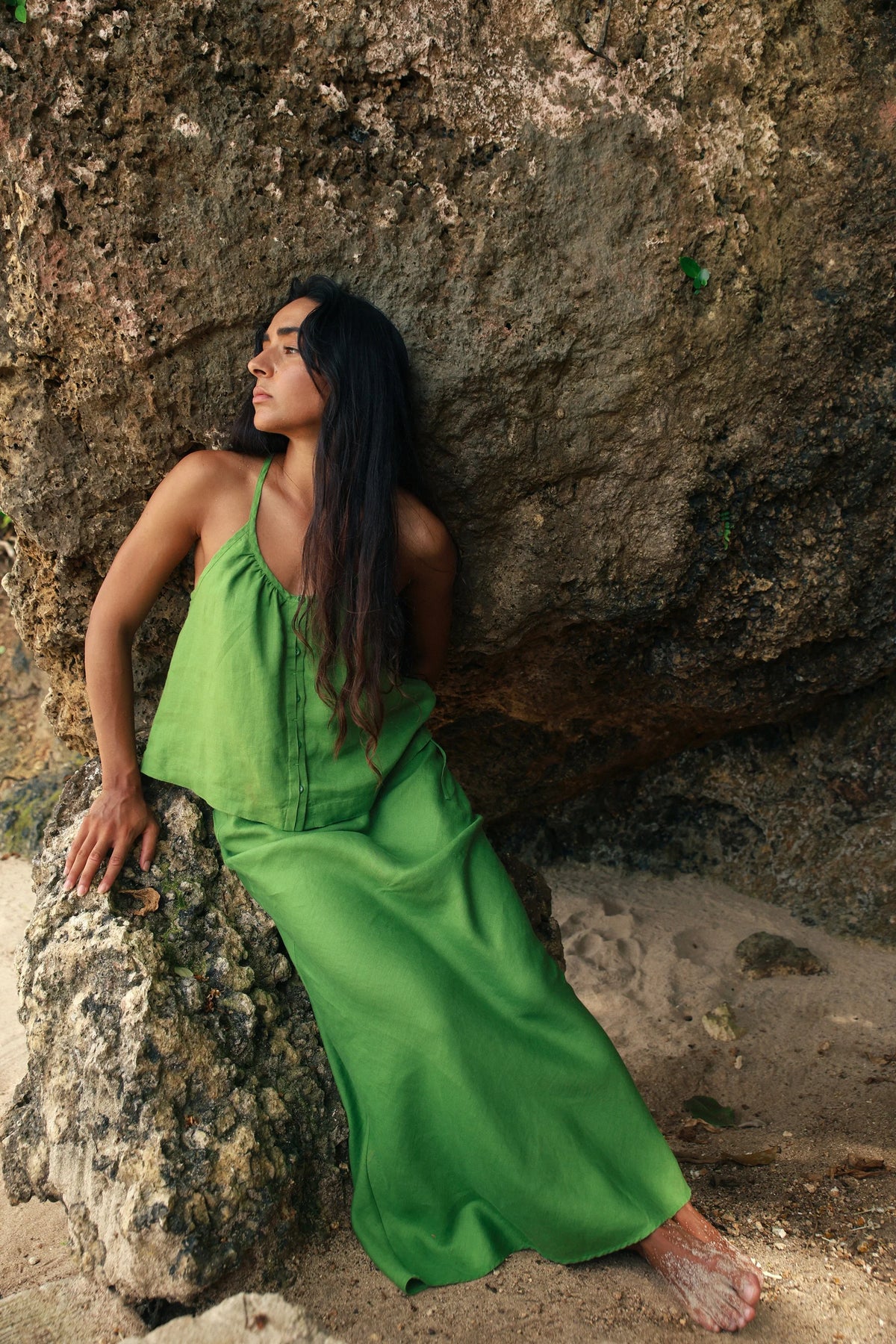 Lilly Pilly Lola Linen Cami - Lime