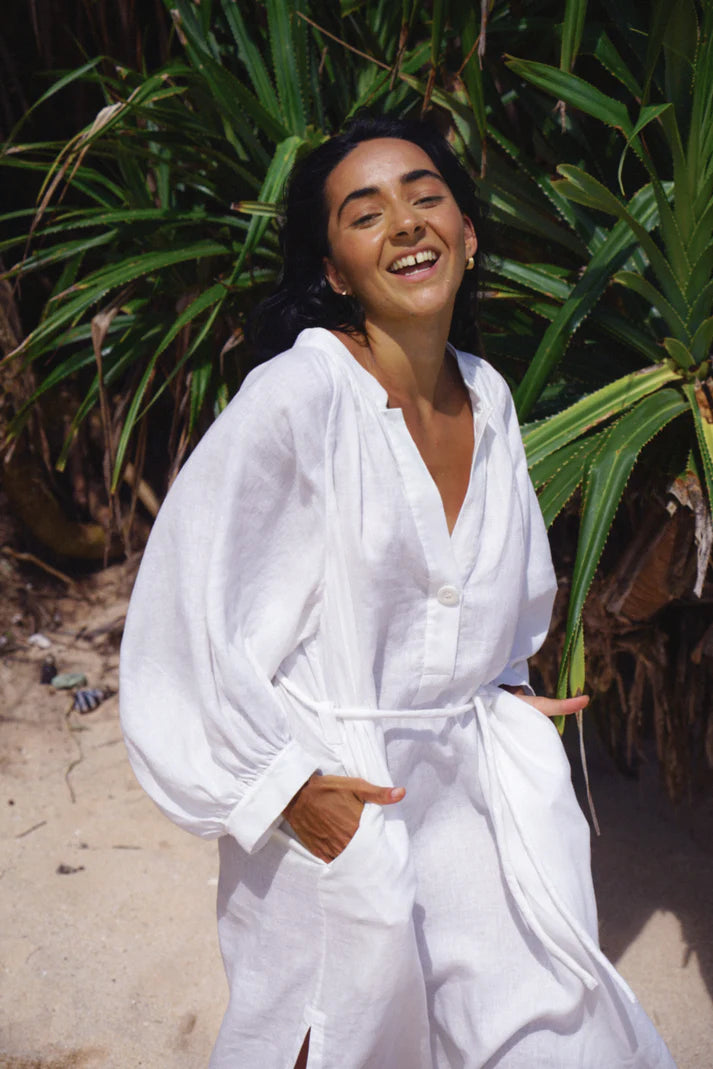 Lilly Pilly Mae Linen Dress- Ivory