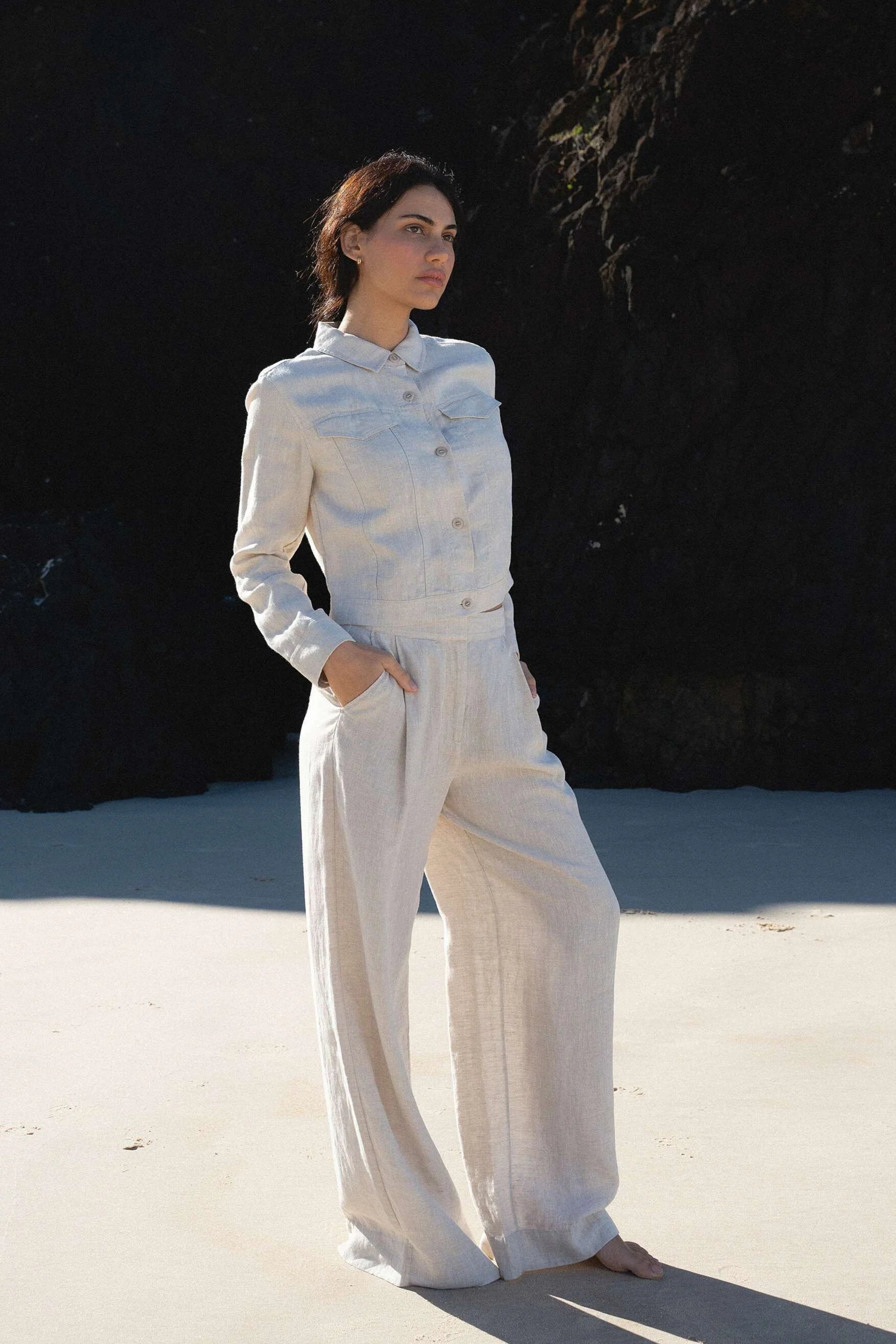 Lilly Pilly Milly Linen Jacket - Oatmeal