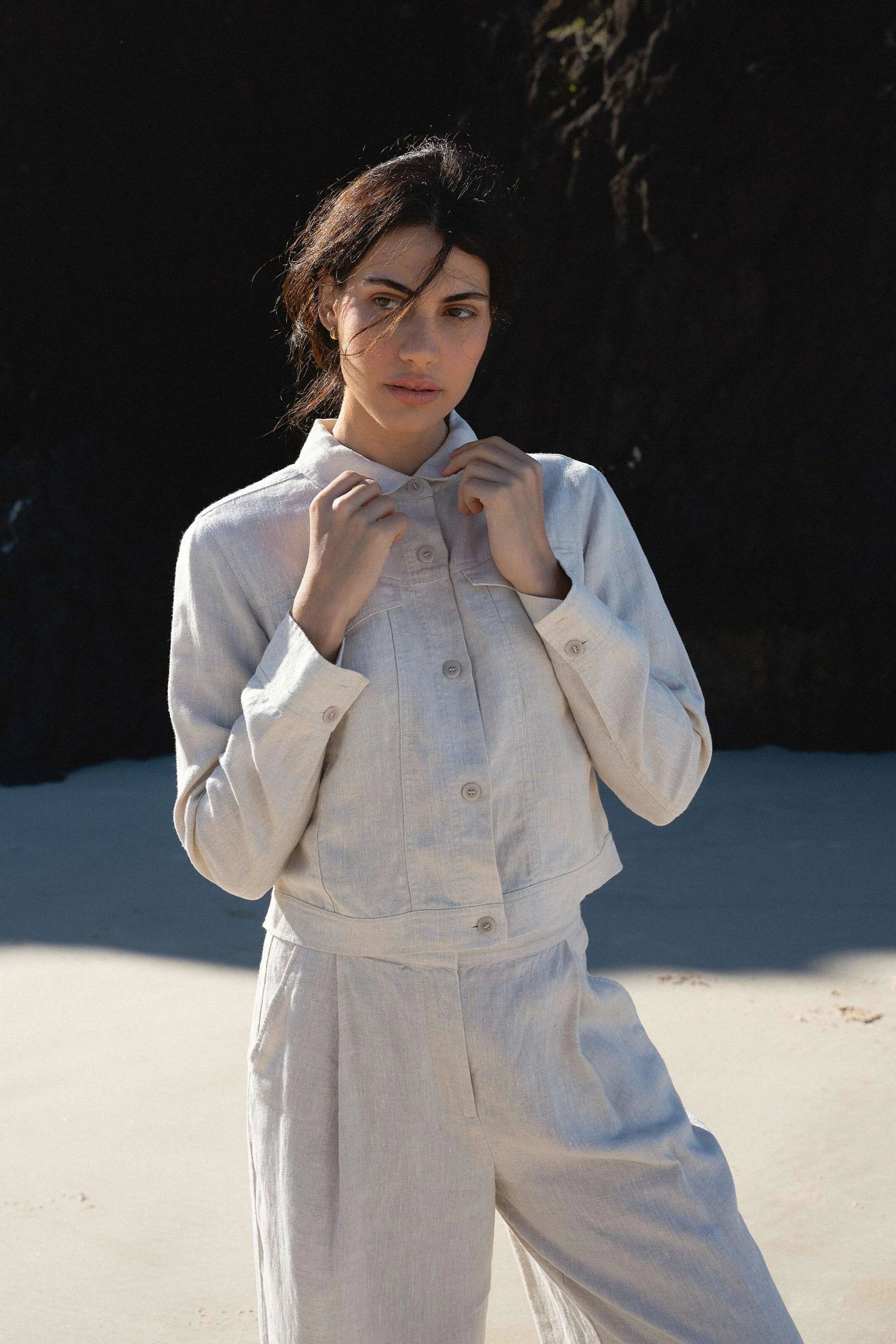 Lilly Pilly Milly Linen Jacket - Oatmeal