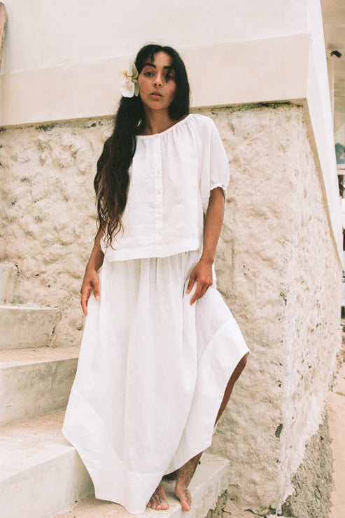 Lilly Pilly Pia Linen Top - White