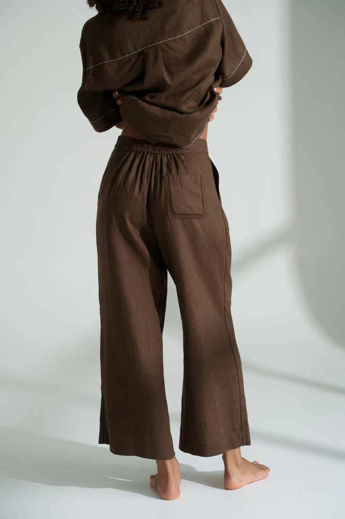 Lilly Pilly Rika Linen Pants - Chocolate