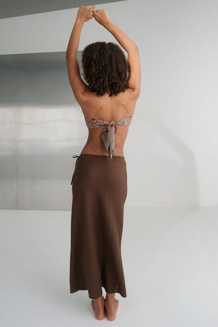 Lilly Pilly Riley Bias Linen Skirt - Chocolate