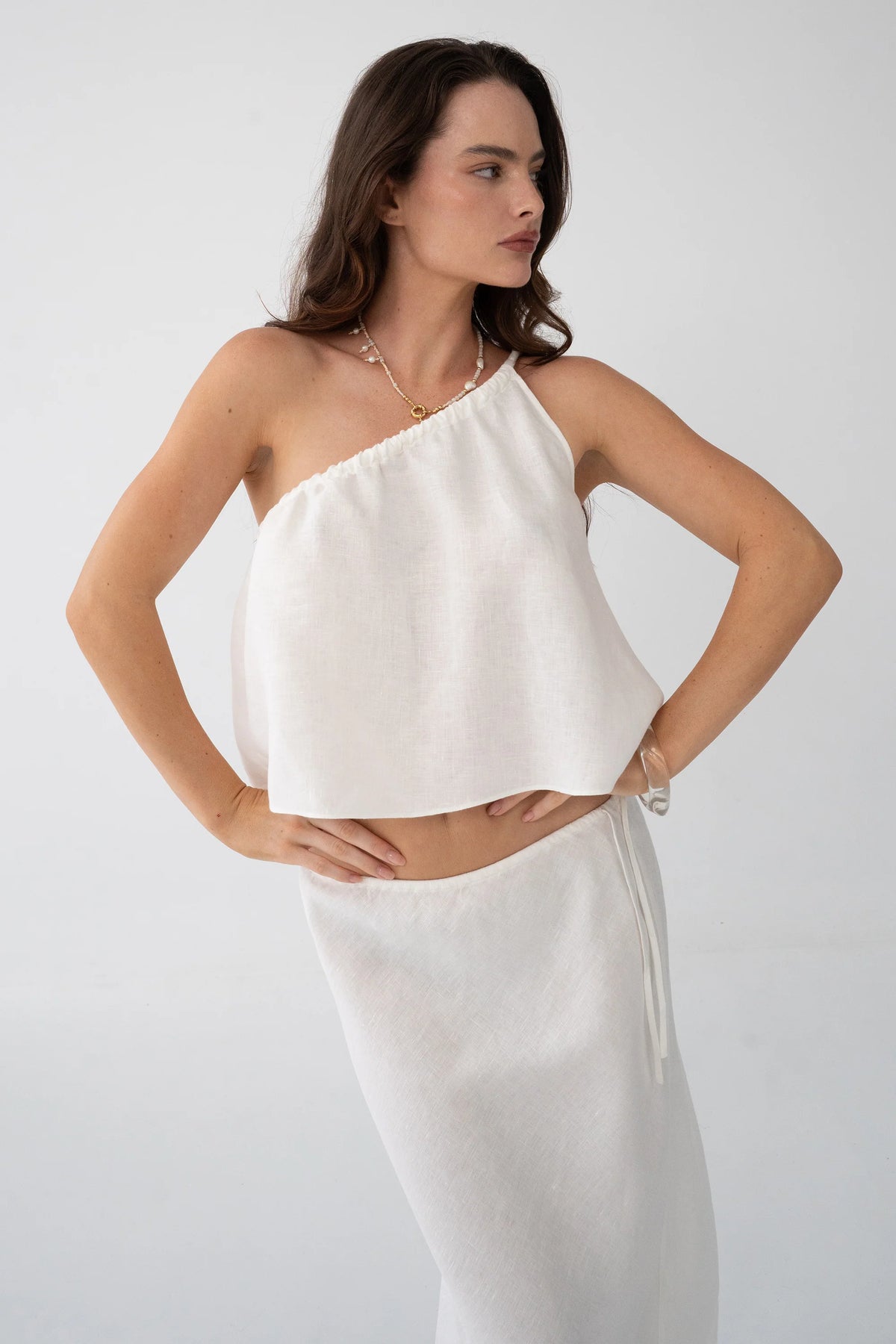 Lilly Pilly Romy Linen Top - Ivory