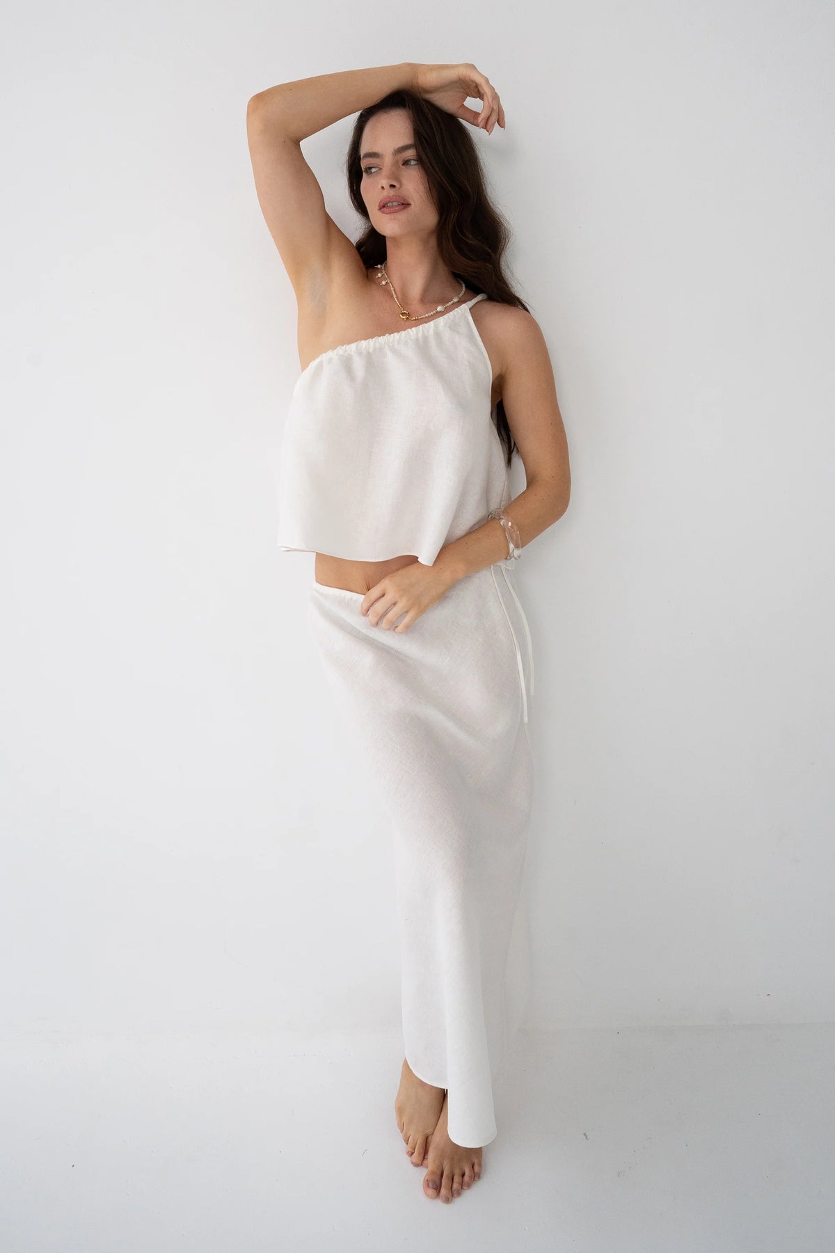 Lilly Pilly Romy Linen Top - Ivory
