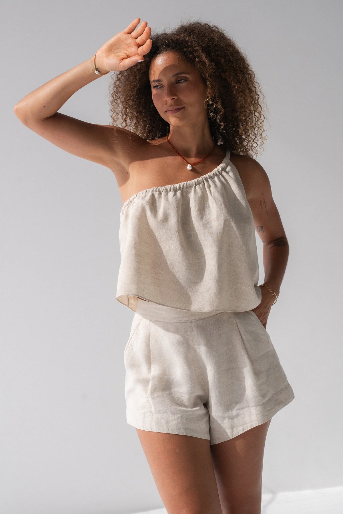 Lilly Pilly Romy Linen Top - Oatmeal