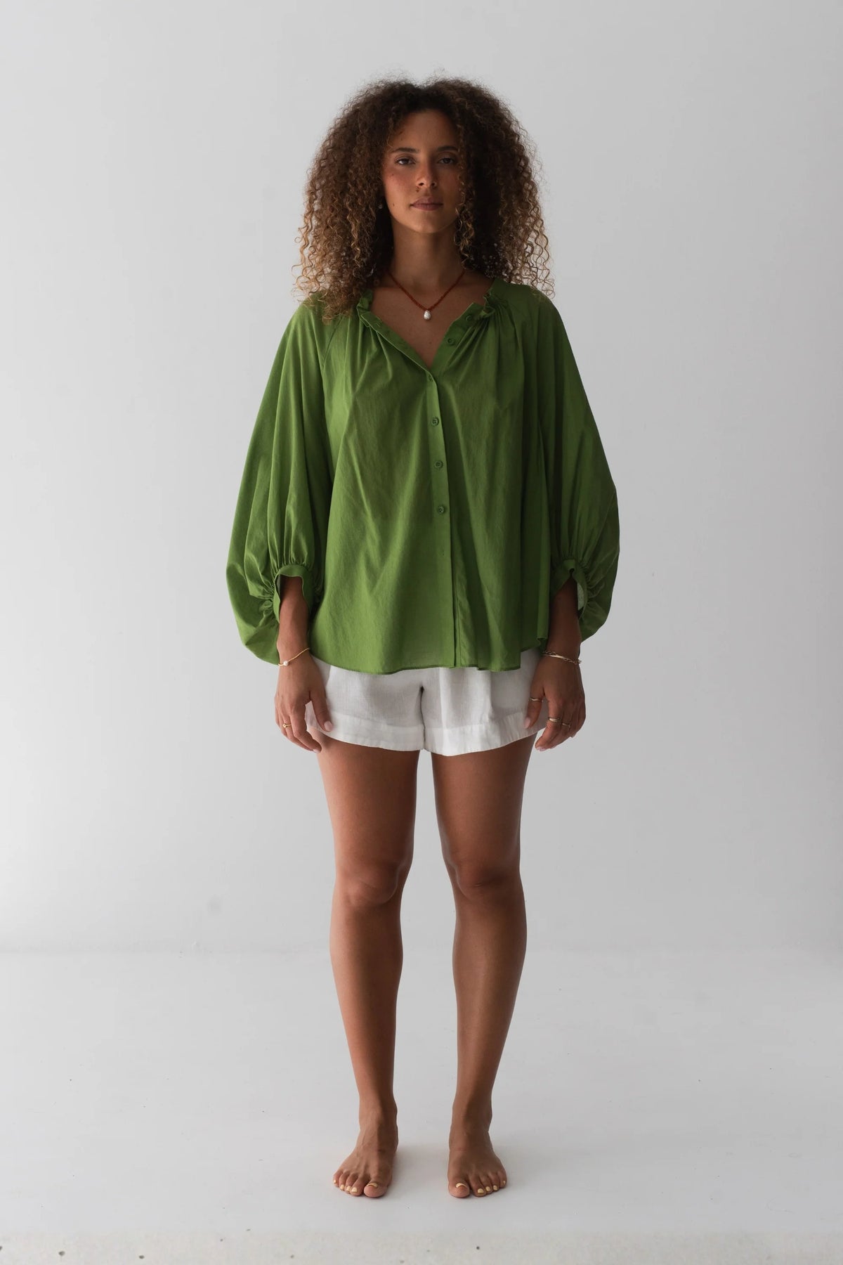 Lilly Pilly Thalia Cotton Voile Shirt - Lime