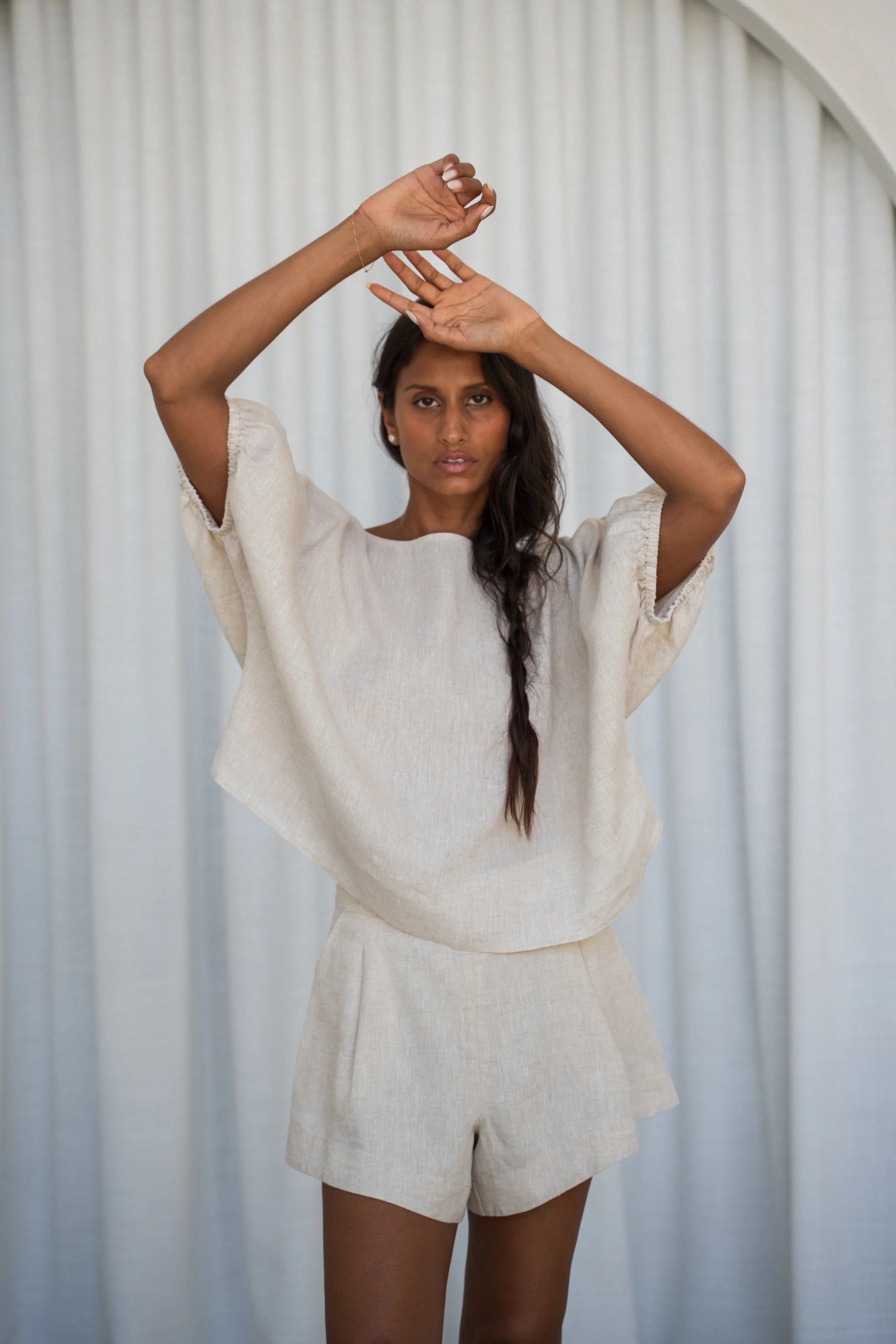 Lilly Pilly Tina Linen Top - Oatmeal