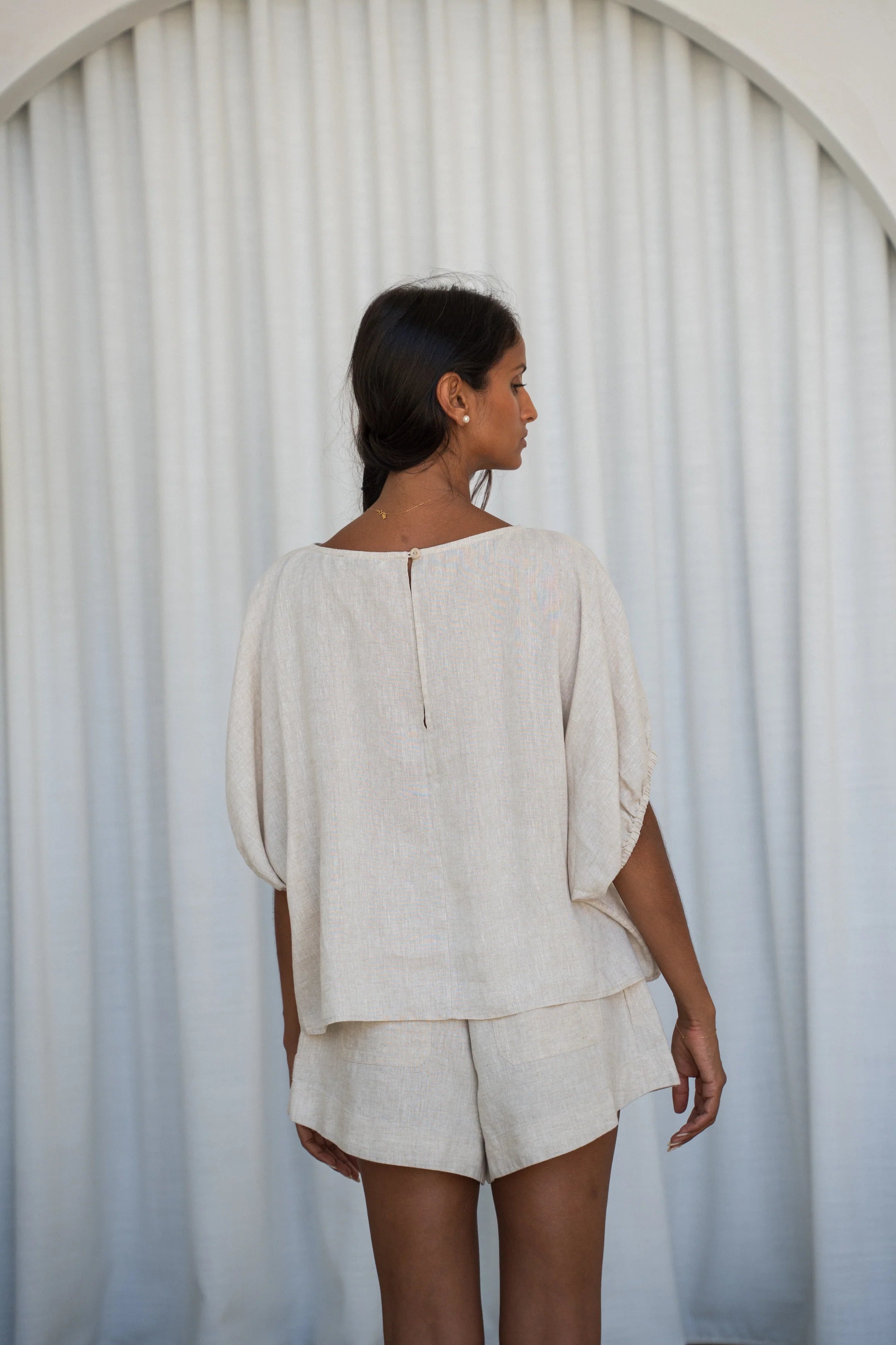 Lilly Pilly Tina Linen Top - Oatmeal