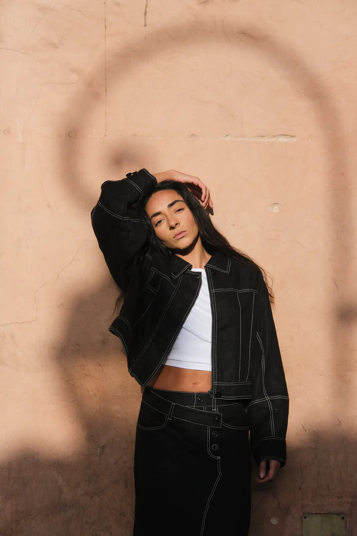 Lilly Pilly Wes Linen Jacket - Black