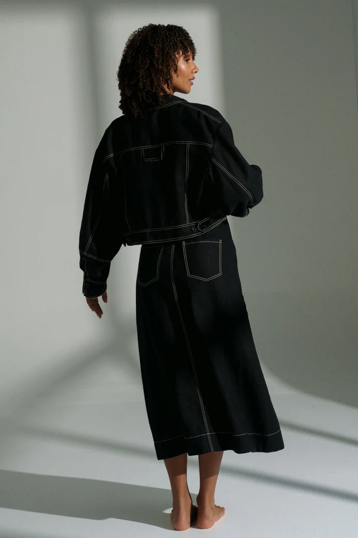 Lilly Pilly Wes Linen Jacket - Black