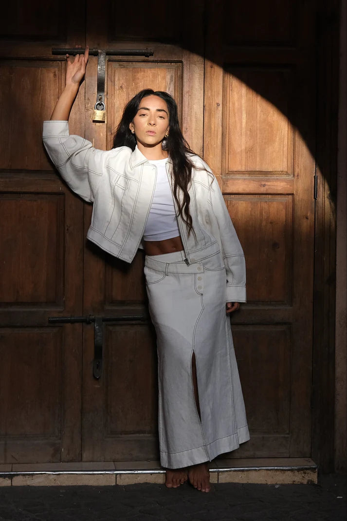 Lilly Pilly Wes Linen Jacket - Ivory