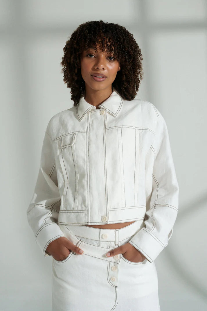 Lilly Pilly Wes Linen Jacket - Ivory