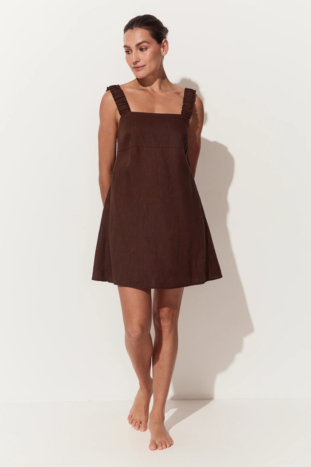 Lilly Pilly Zahra Linen Dress - Chocolate