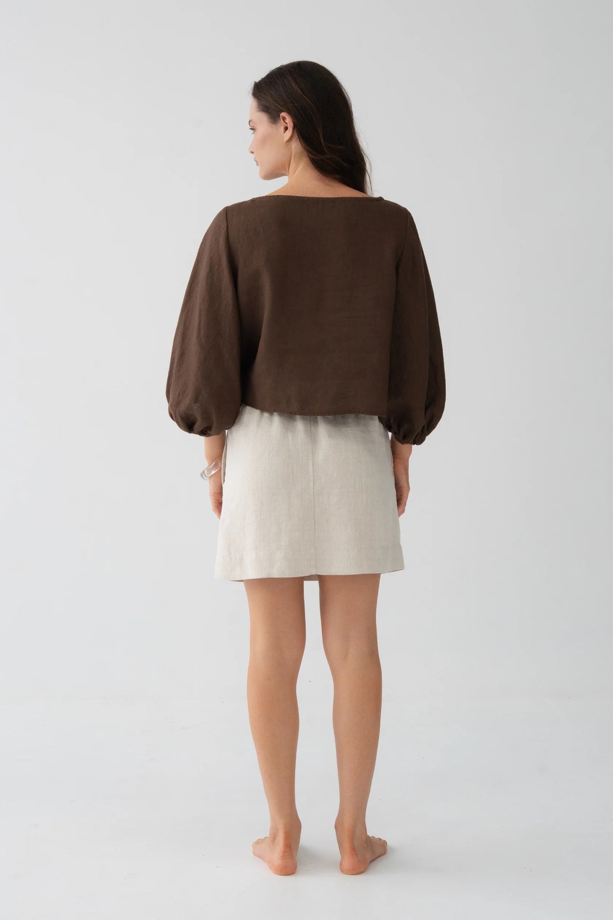 Lilly Pilly Demi Linen Top - Chocolate