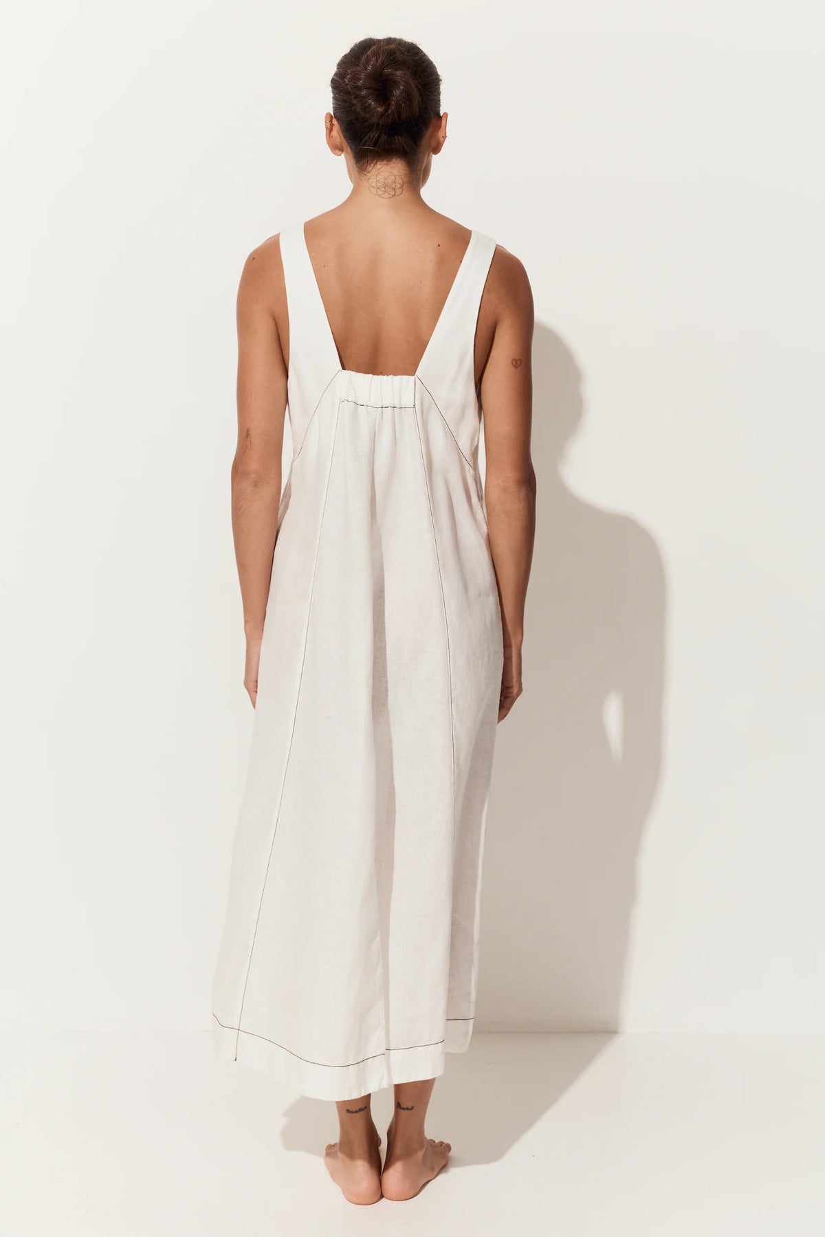 Lilly Pilly Iris Linen Dress - Ivory/Choc