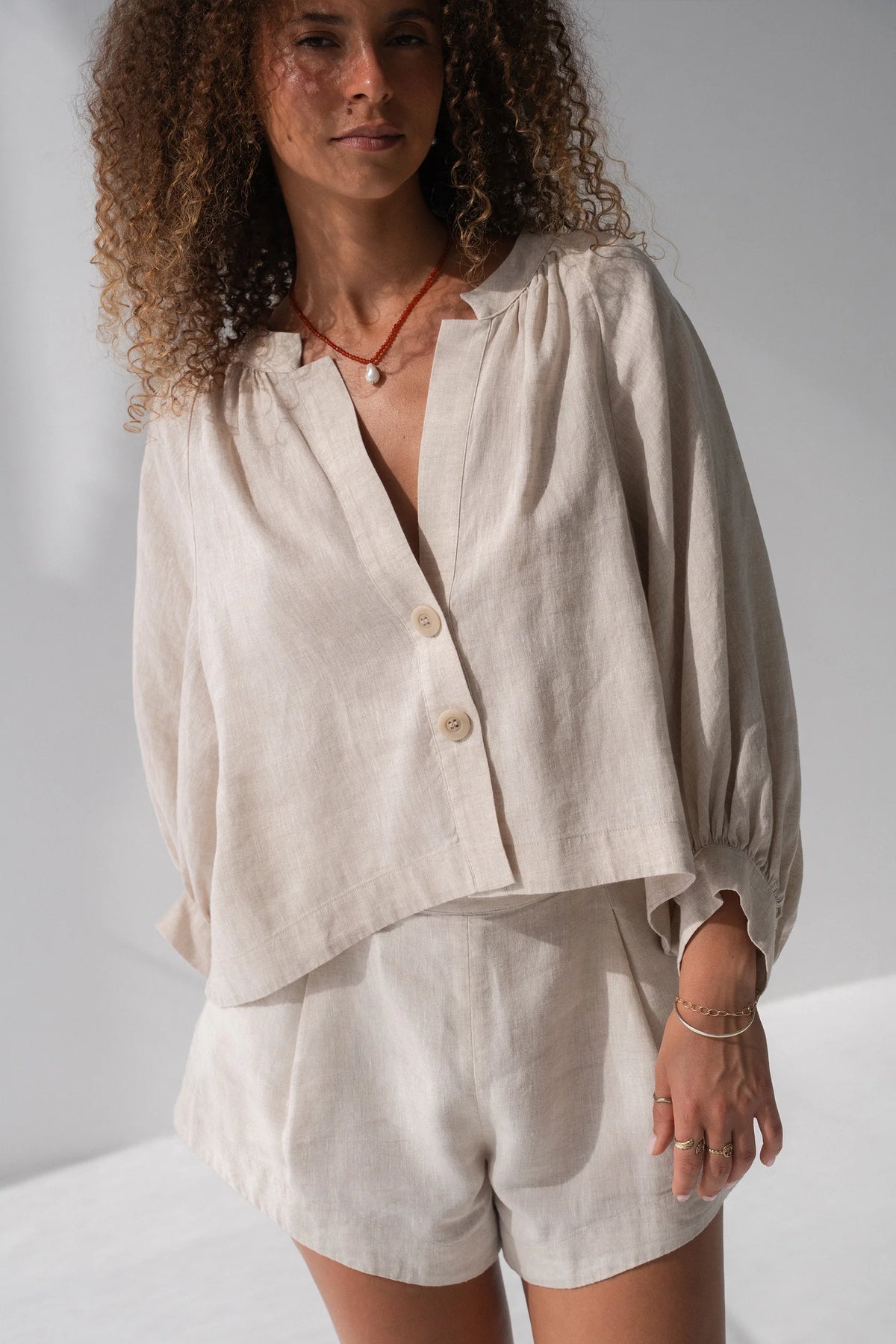 Lilly Pilly Rowan Linen Shirt - Oatmeal