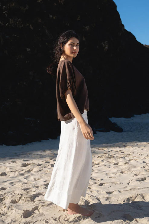 Lilly Pilly Tina Linen Top - Chocolate