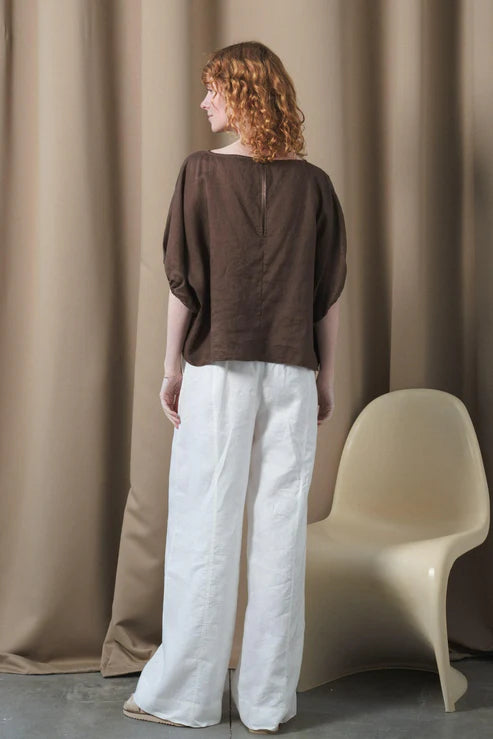 Lilly Pilly Tina Linen Top - Chocolate