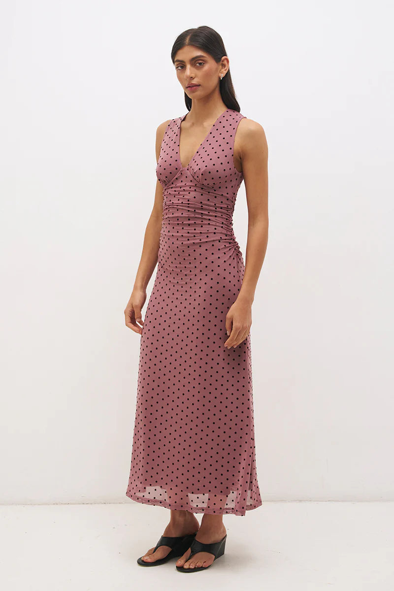 Mon Renn Sonata Spot Dress - Rosewood/Black