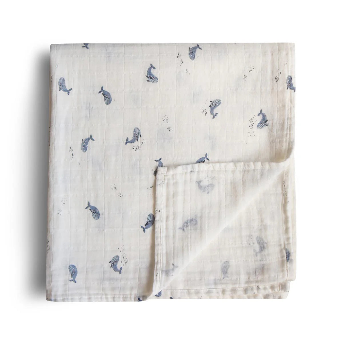 Mushie Muslin Swaddle Blanket - Whales