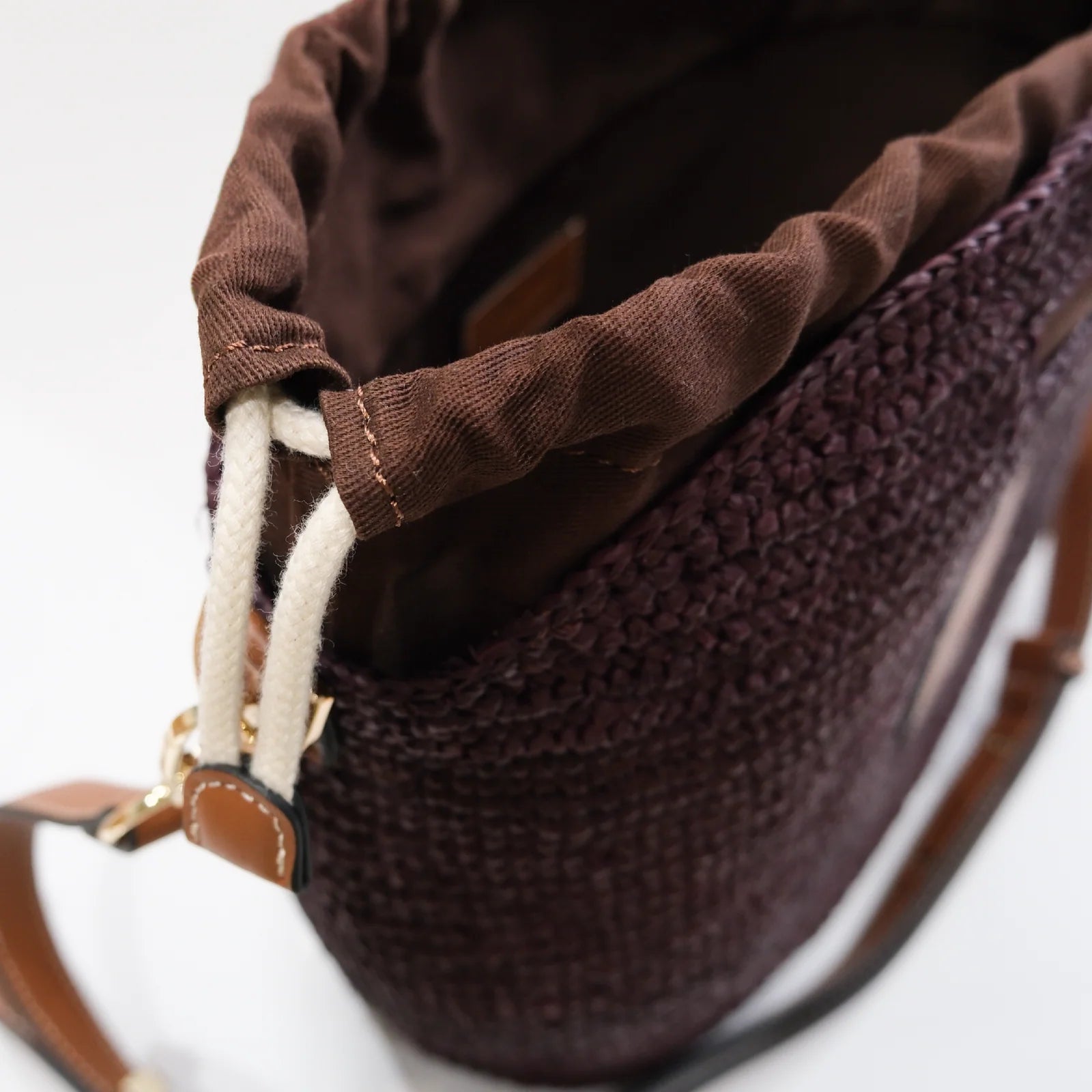 Nim Leather Trimmed Raffia BB - Cocoa