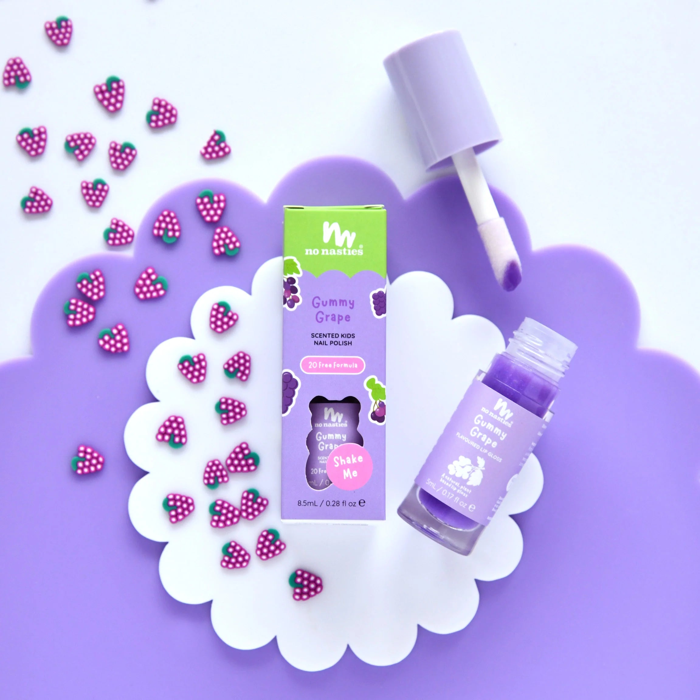 No Nasties Lip Gloss Wands Gummy Grape - Pastel Purple Shimmer
