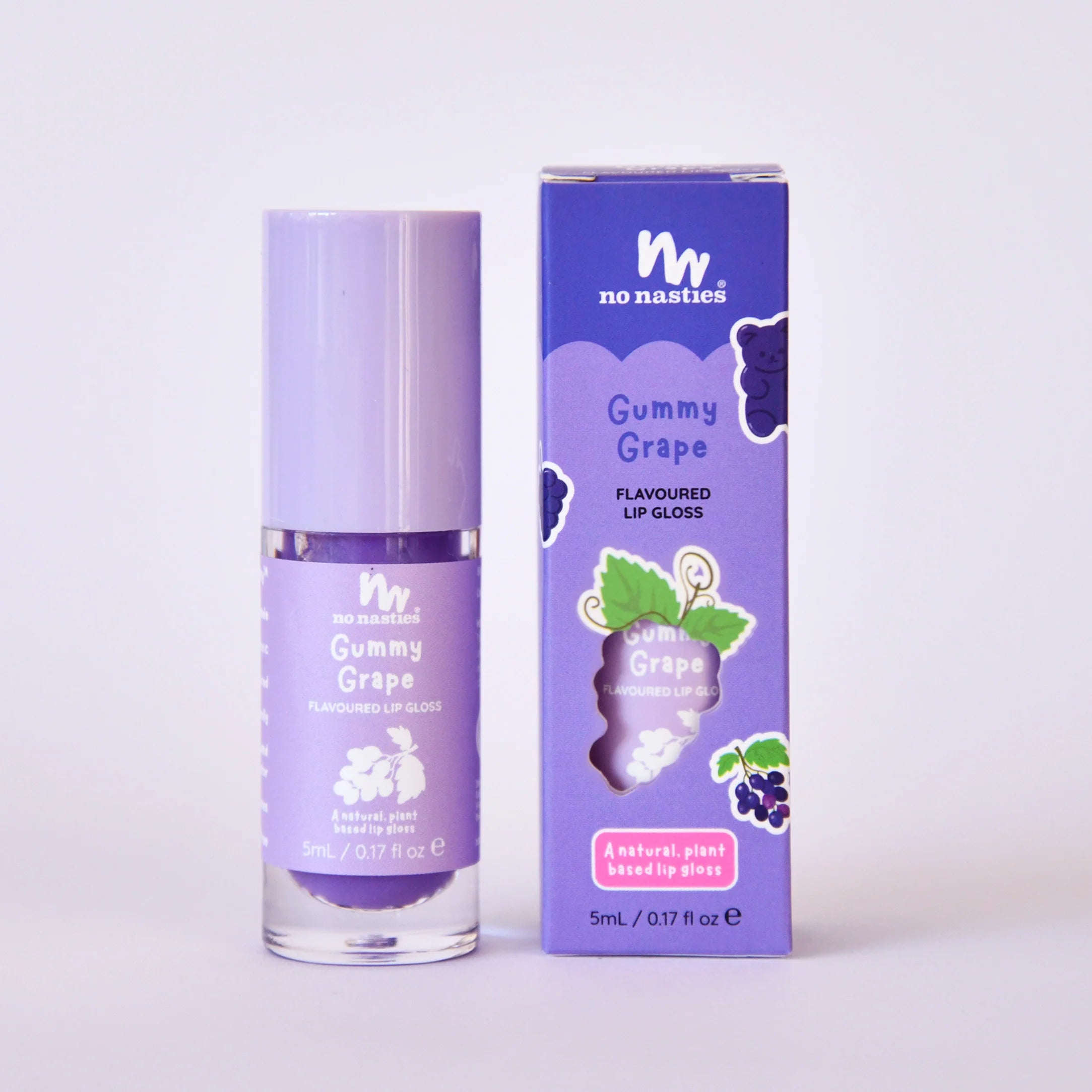 No Nasties Lip Gloss Wands Gummy Grape - Pastel Purple Shimmer