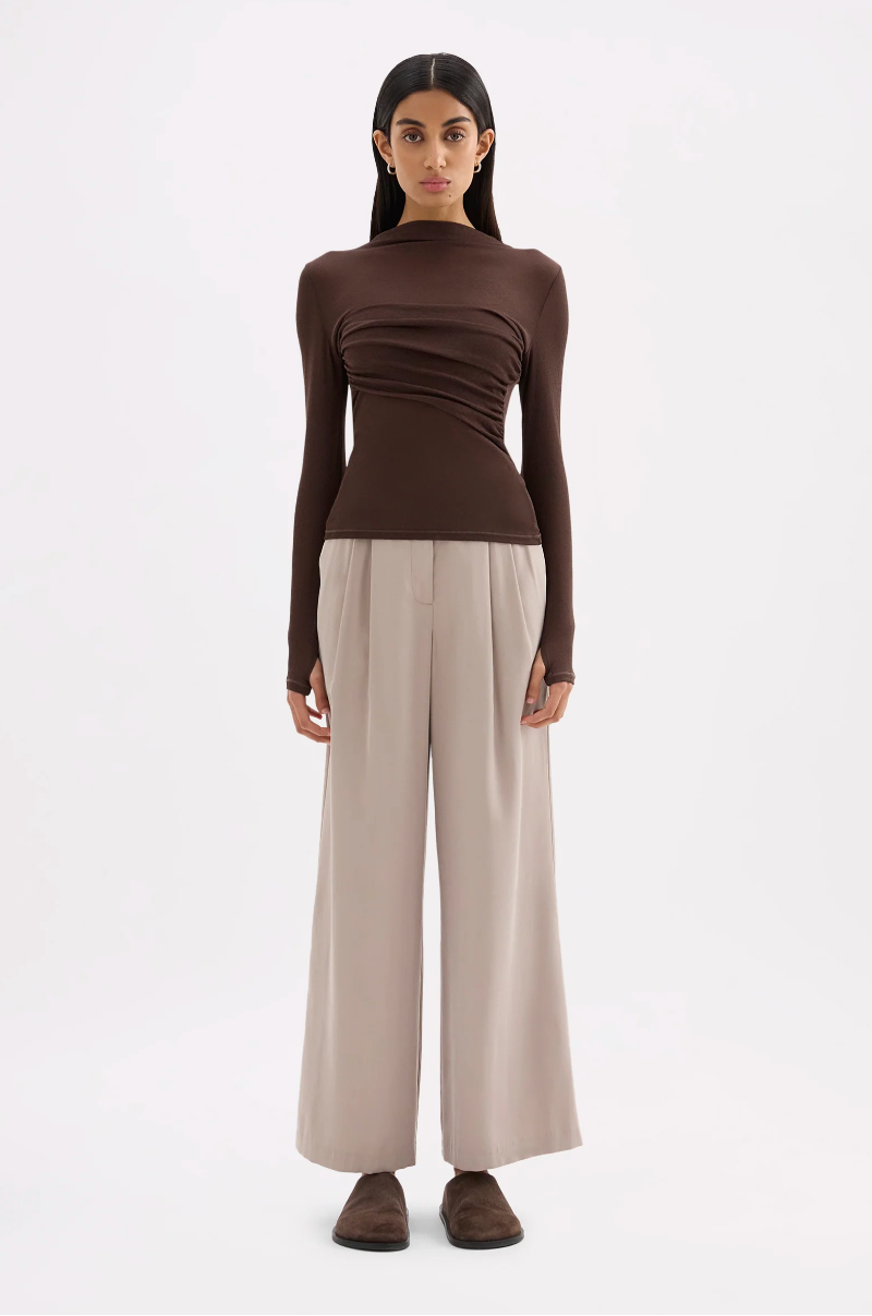 Nude Lucy Aster LS Mesh Top - Chocolate