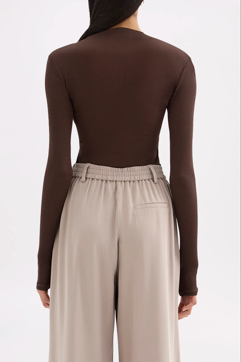 Nude Lucy Aster LS Mesh Top - Chocolate