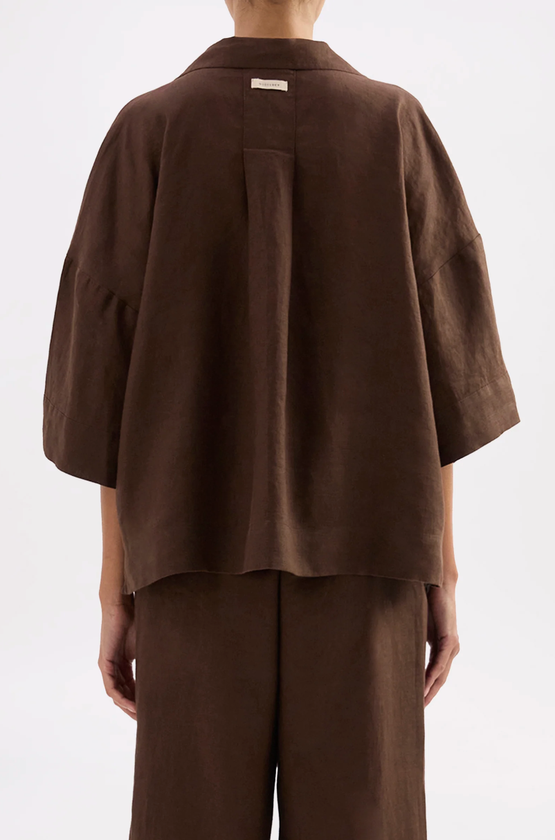 Nude Lucy Lounge Linen Shirt - Chocolate