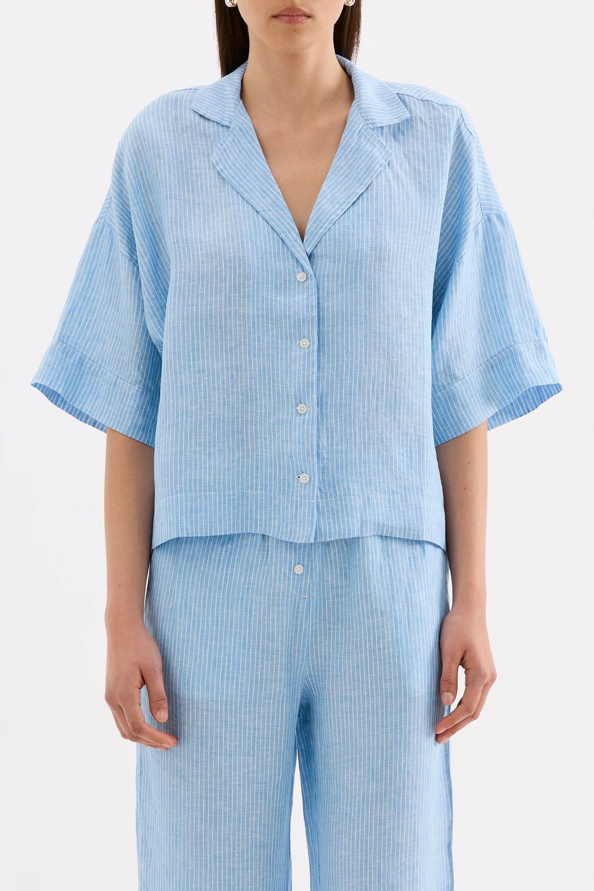 Nude Lucy Lounge Linen Shirt - Cove Stripe