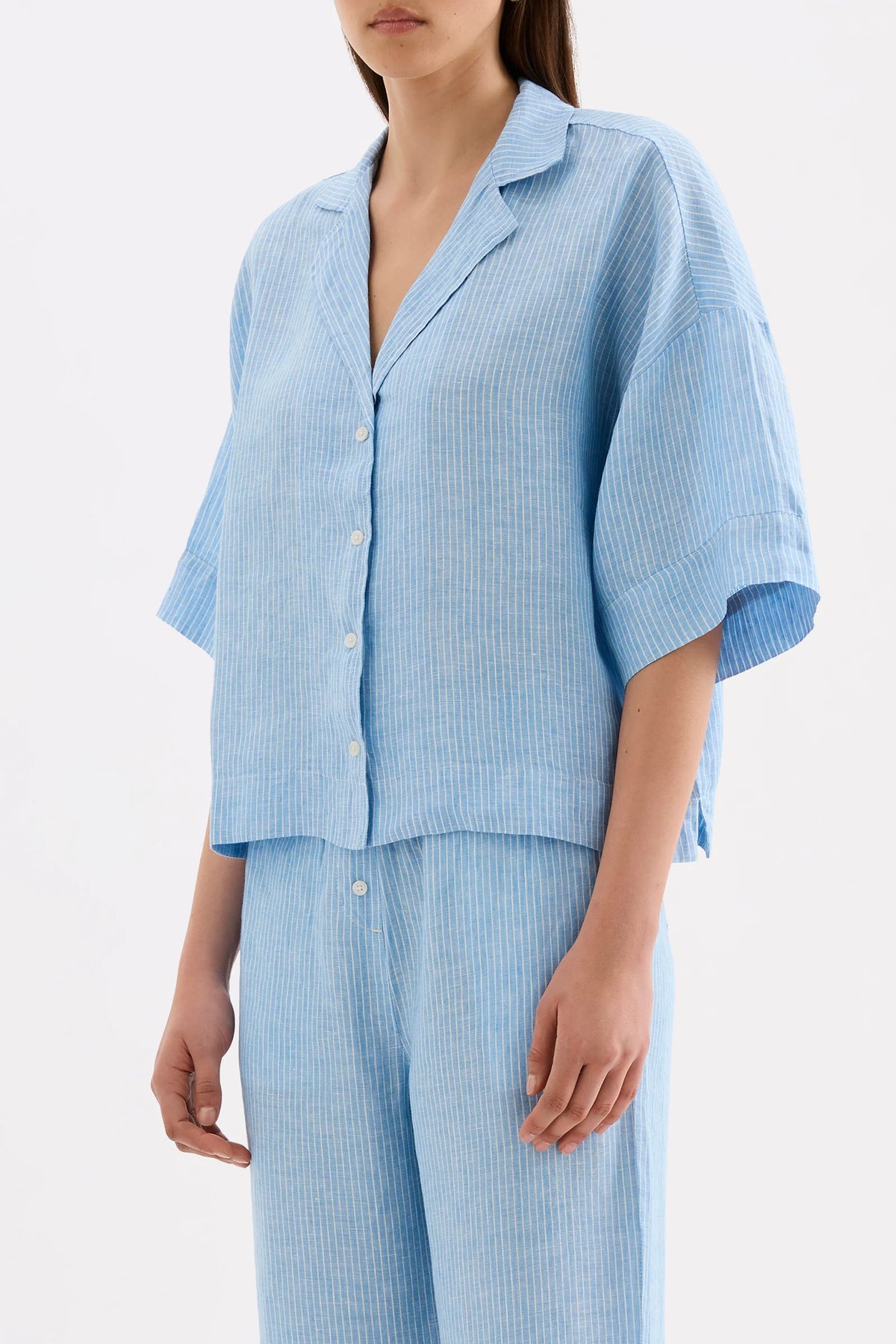 Nude Lucy Lounge Linen Shirt - Cove Stripe