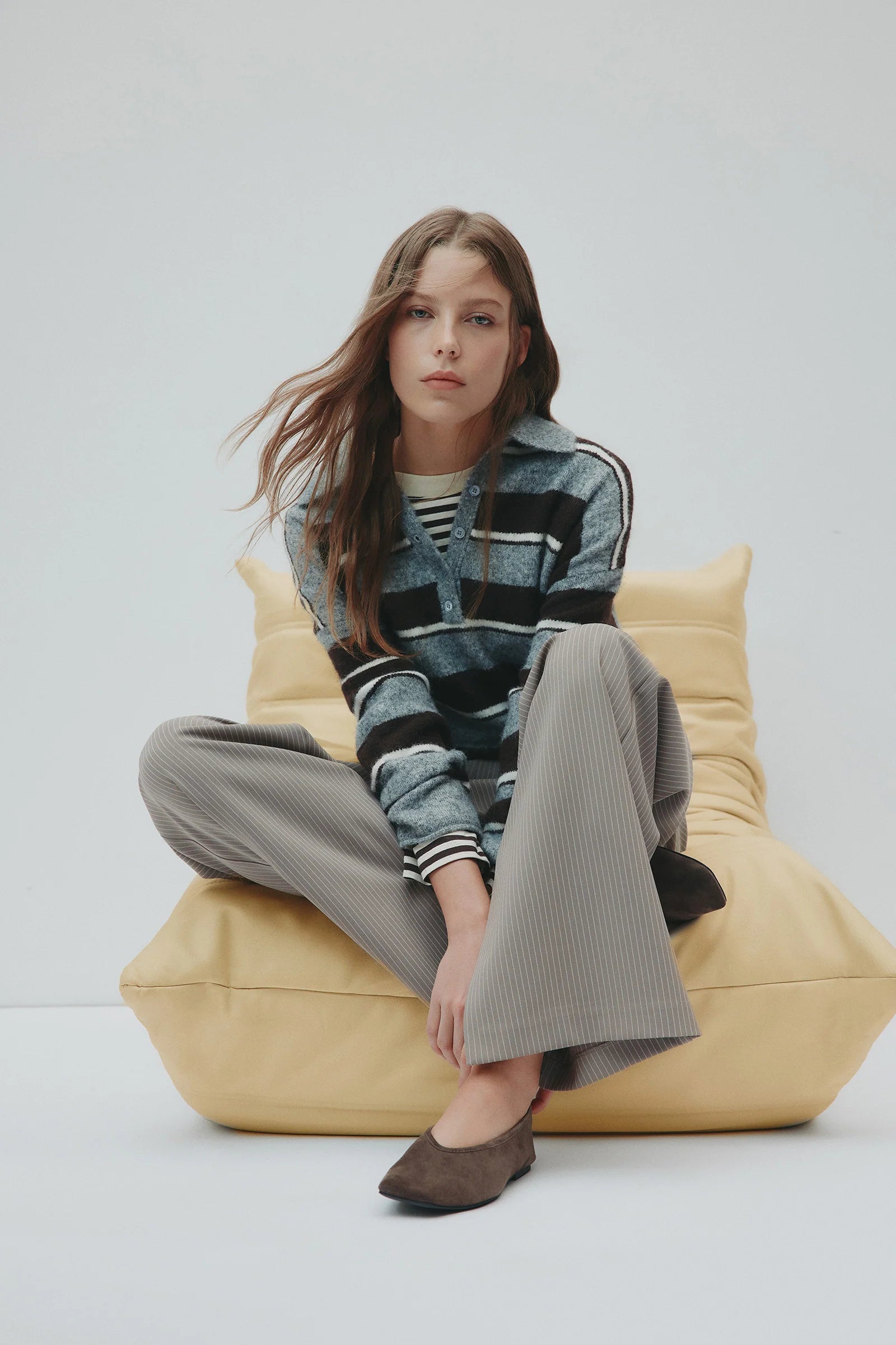 Nude Lucy Maia Rugby Knit - Charcoal Stripe