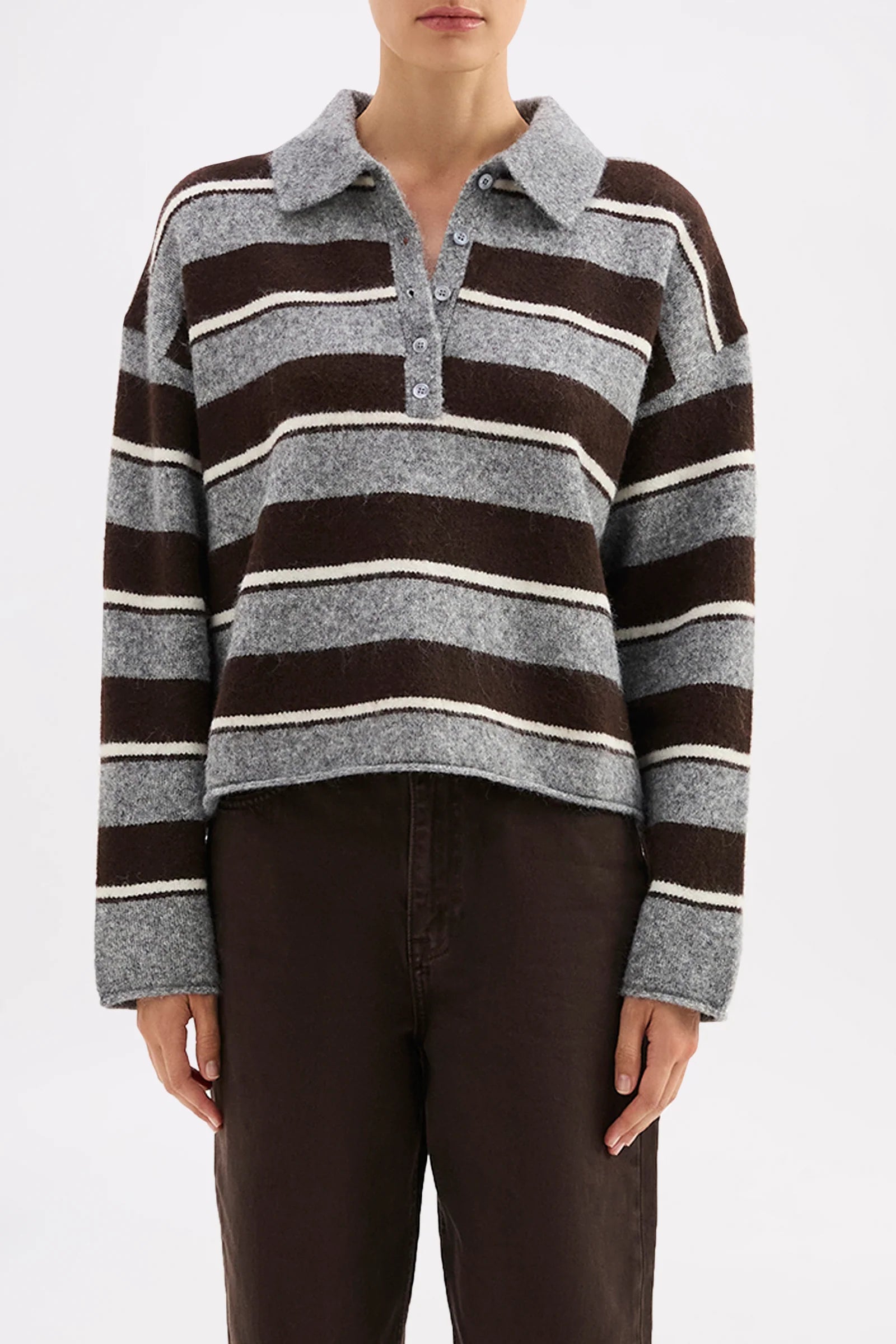 Nude Lucy Maia Rugby Knit - Charcoal Stripe