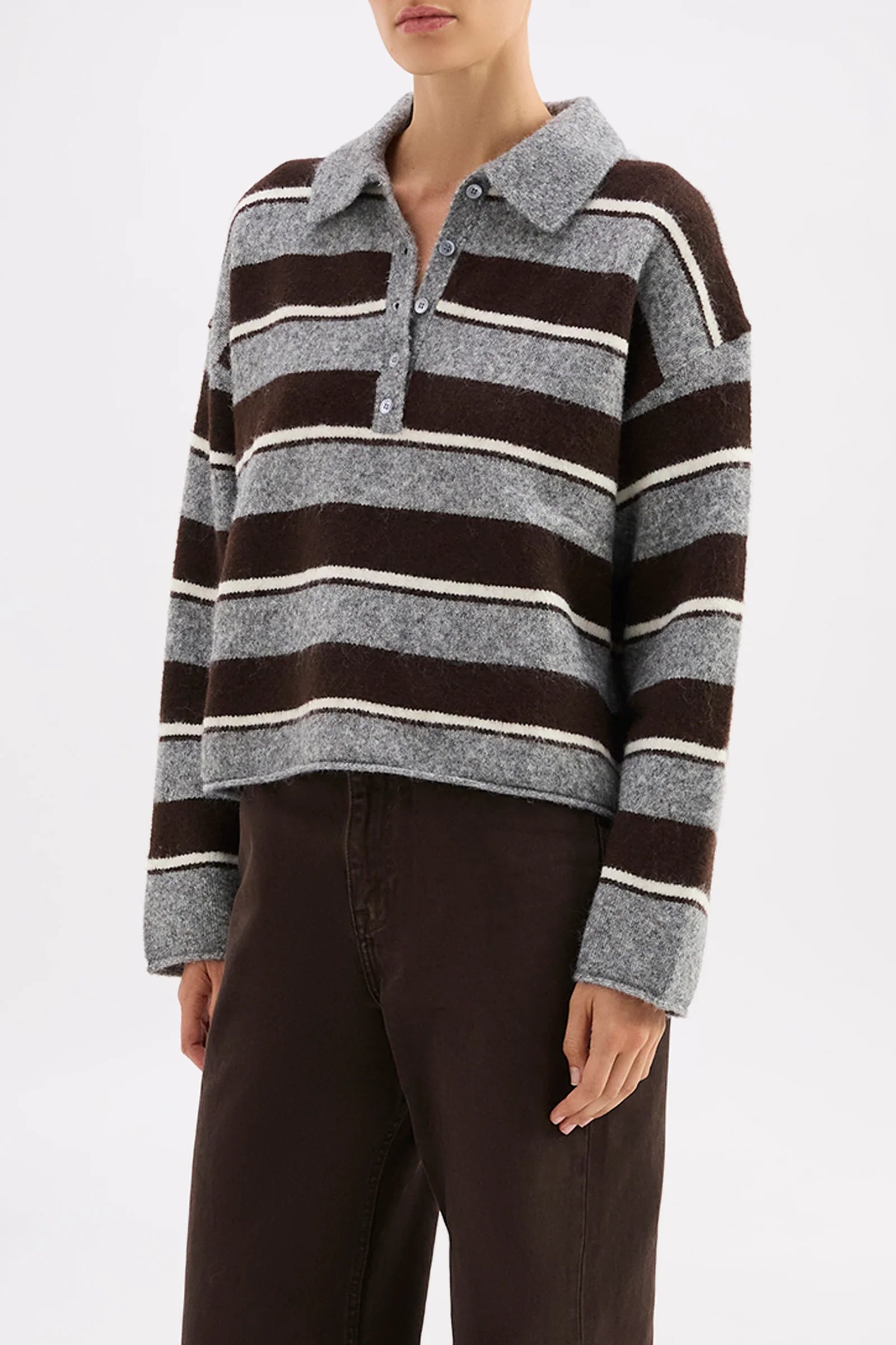 Nude Lucy Maia Rugby Knit - Charcoal Stripe