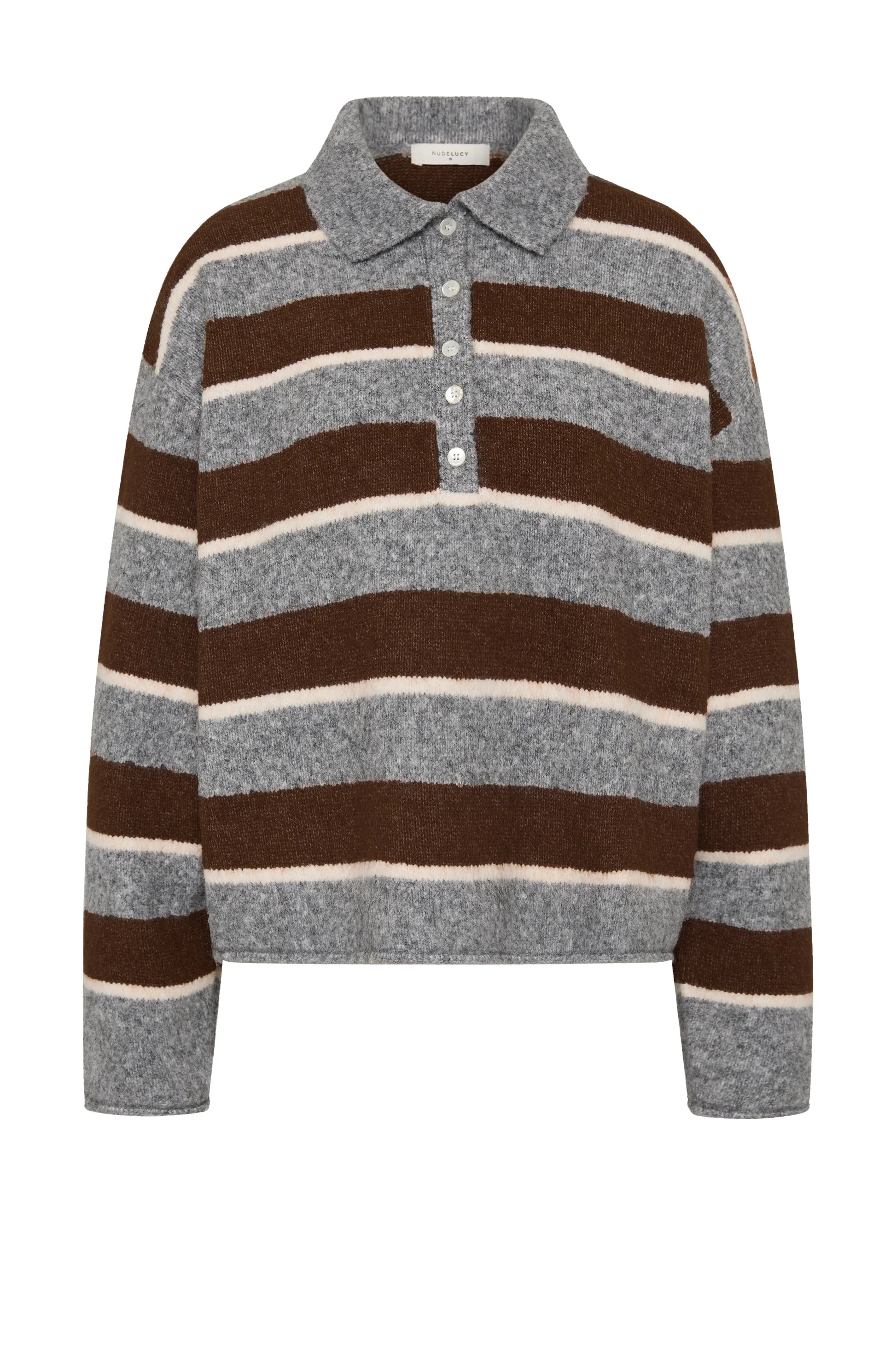 Nude Lucy Maia Rugby Knit - Charcoal Stripe