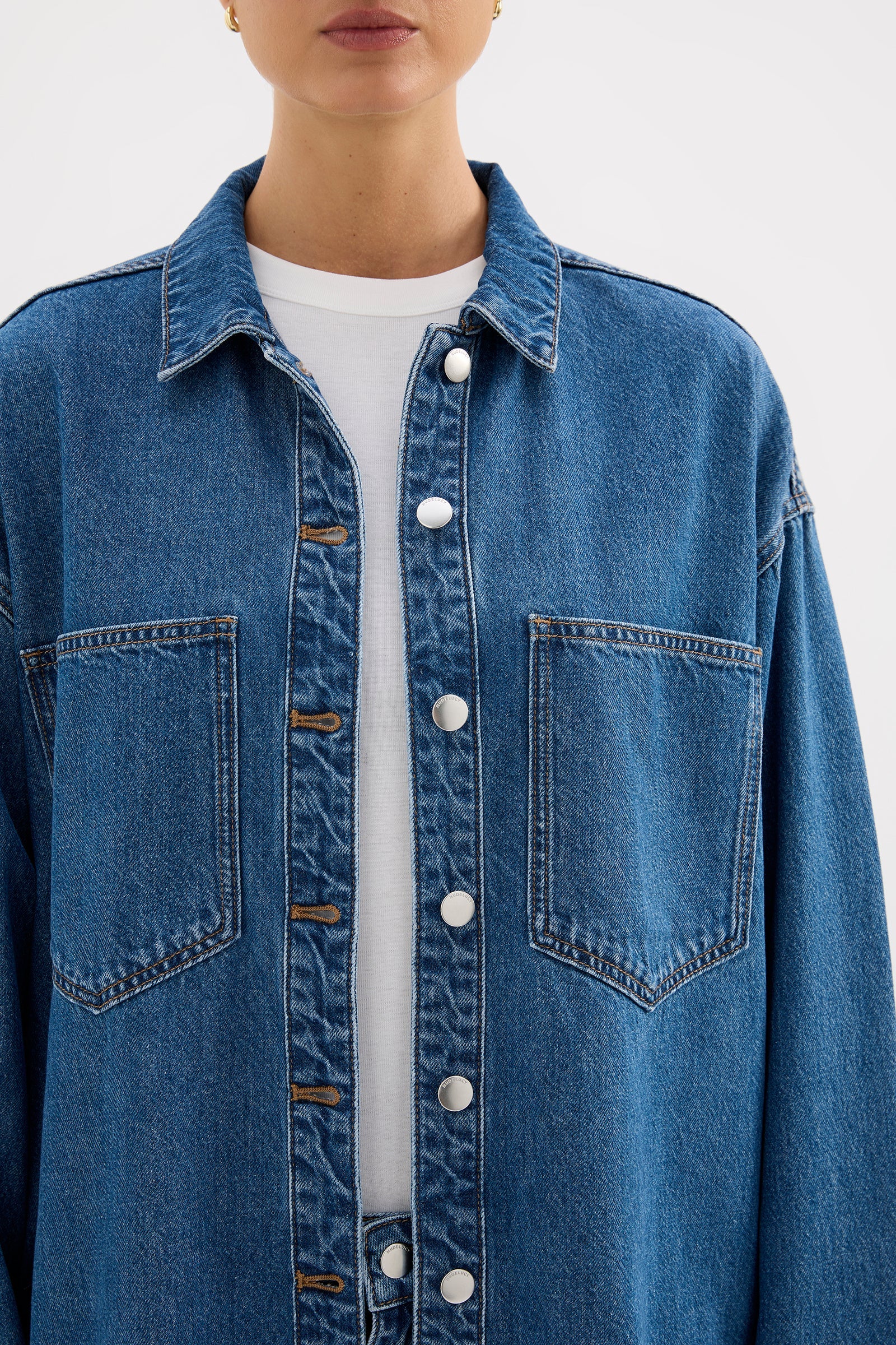 Nude Lucy Organic Denim Overshirt - Royal Blue