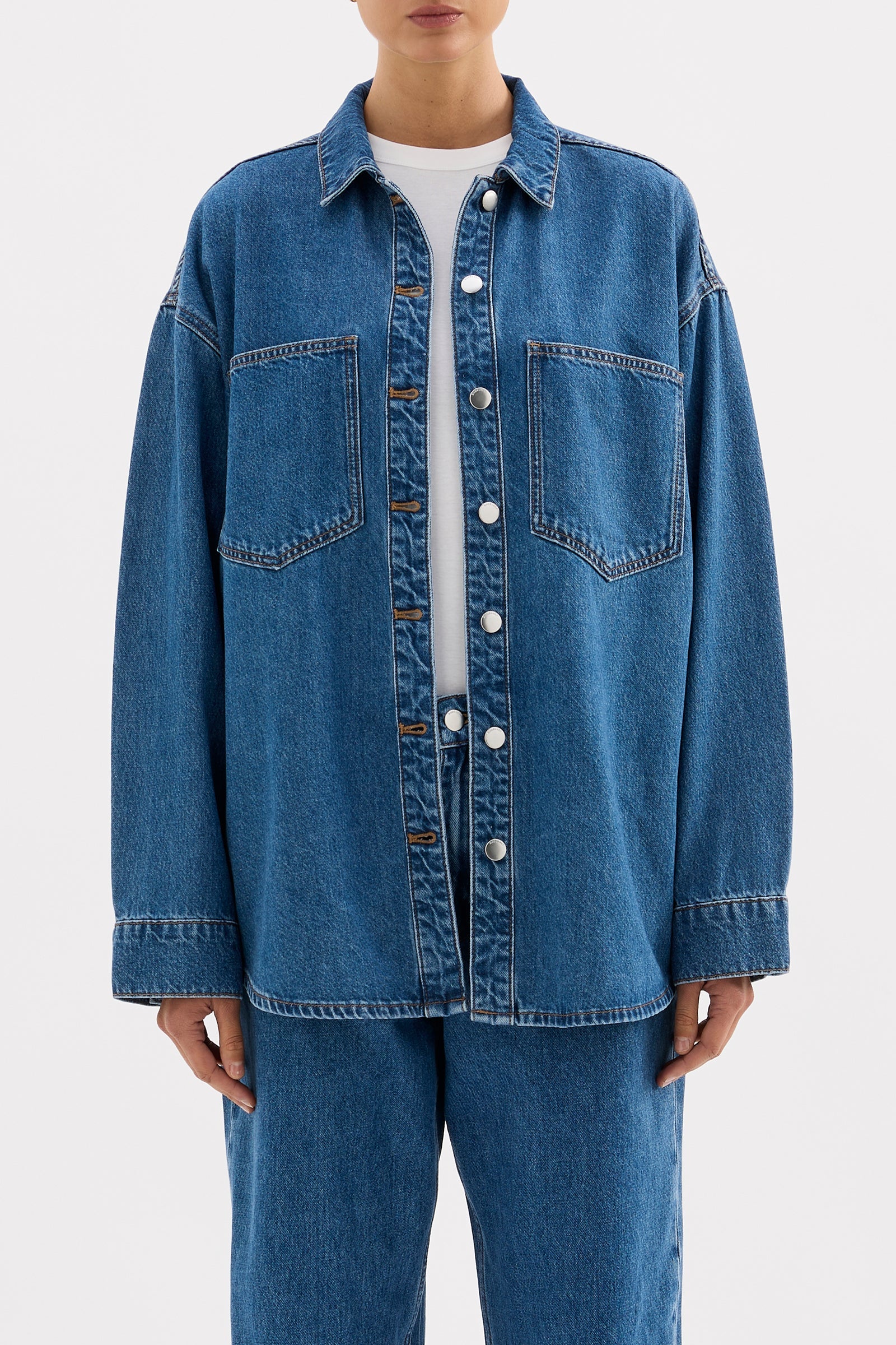 Nude Lucy Organic Denim Overshirt - Royal Blue