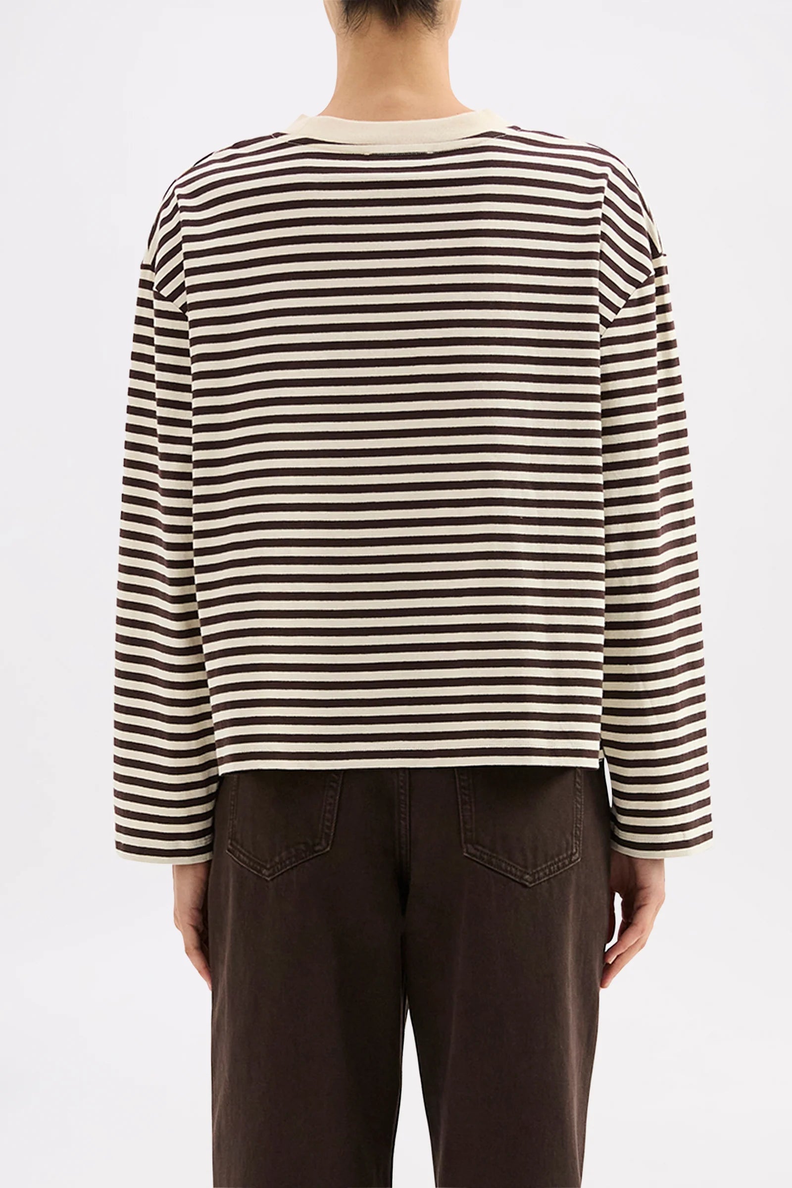 Nude Lucy Organic Stripe LS Tee - Espresson Stripe