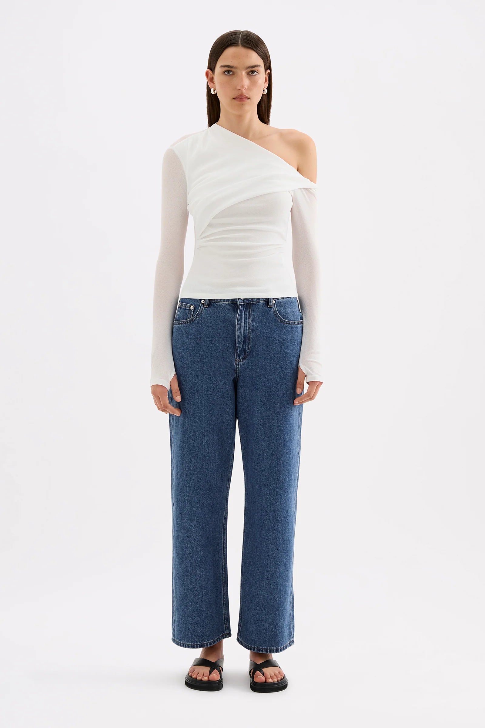 Nude Lucy Piper Mesh LS Top - Salt