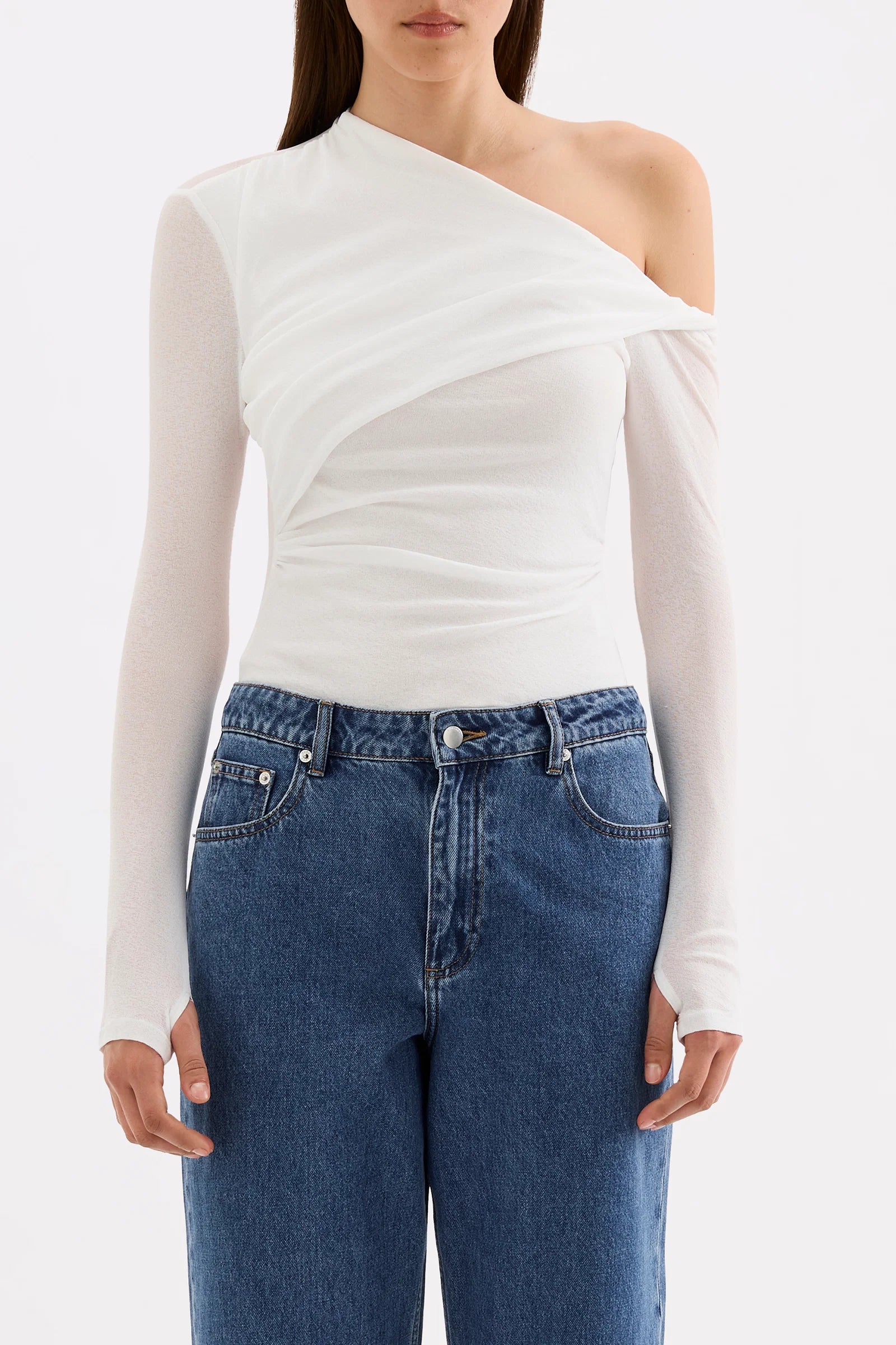Nude Lucy Piper Mesh LS Top - Salt
