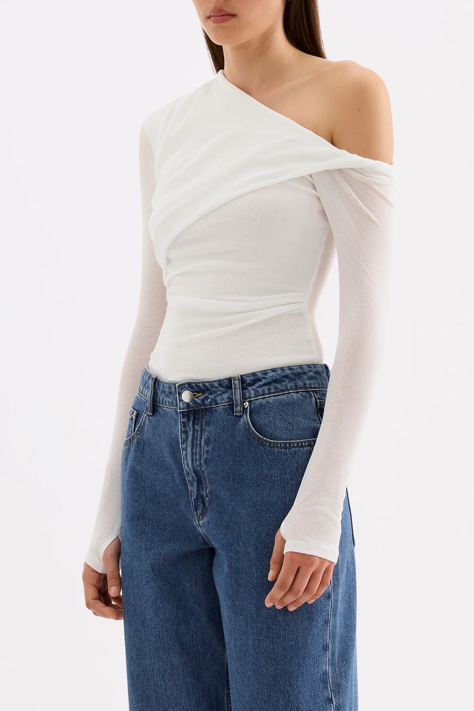 Nude Lucy Piper Mesh LS Top - Salt