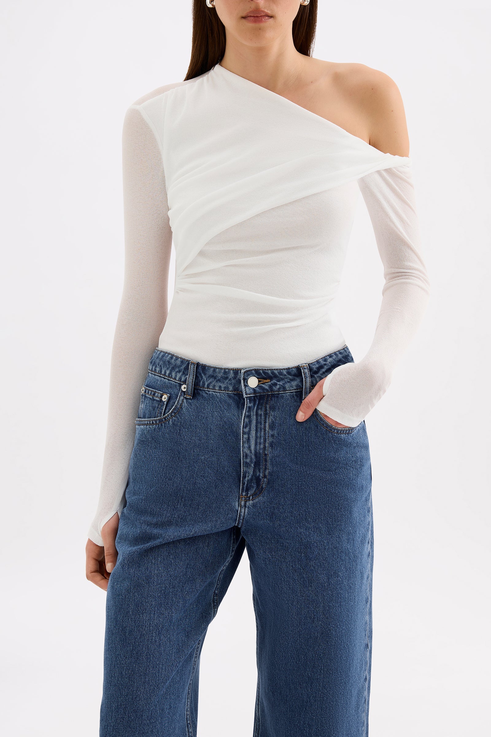 Nude Lucy Piper Mesh LS Top - Salt