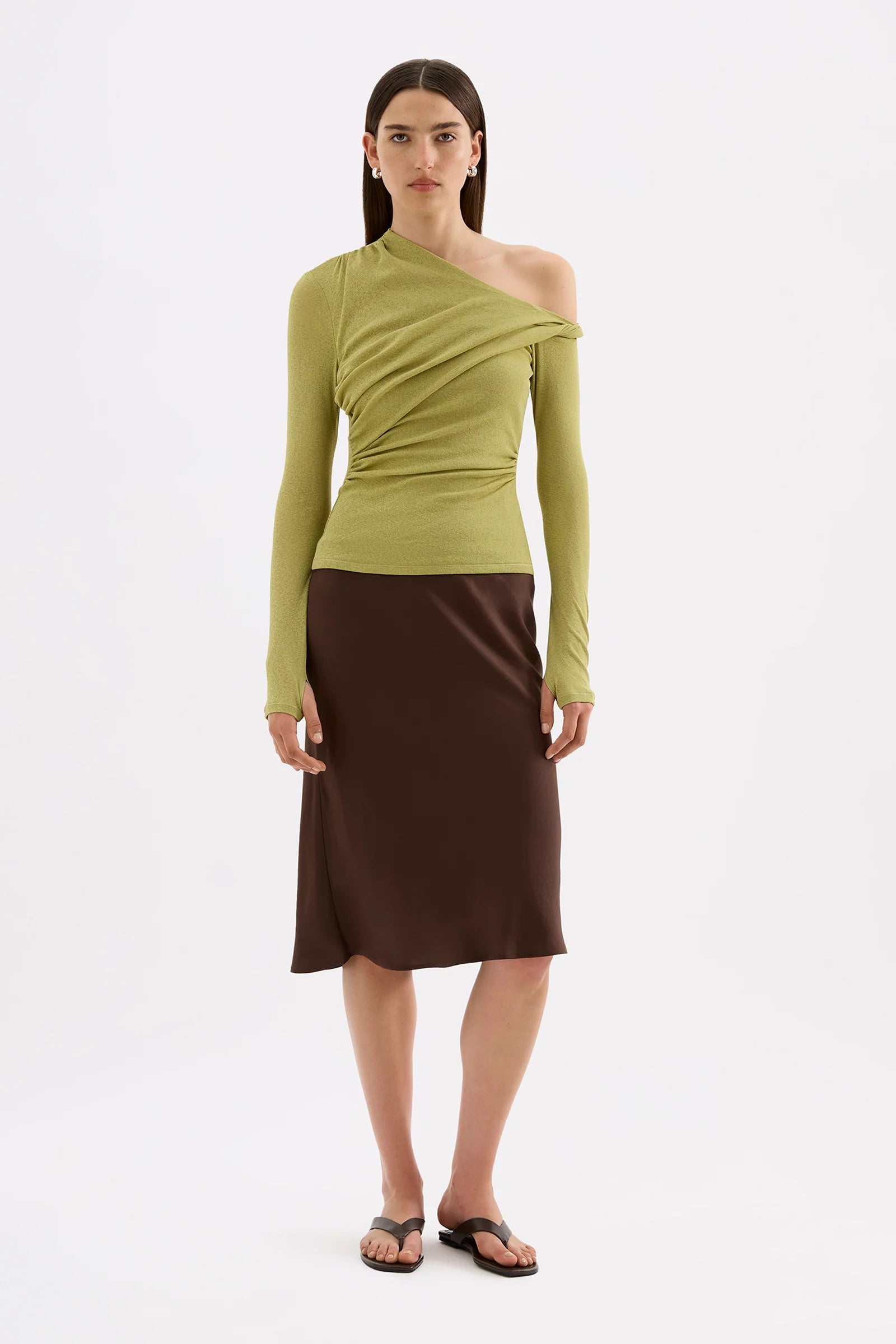 Nude Lucy Piper Mesh LS Top - Wasabi